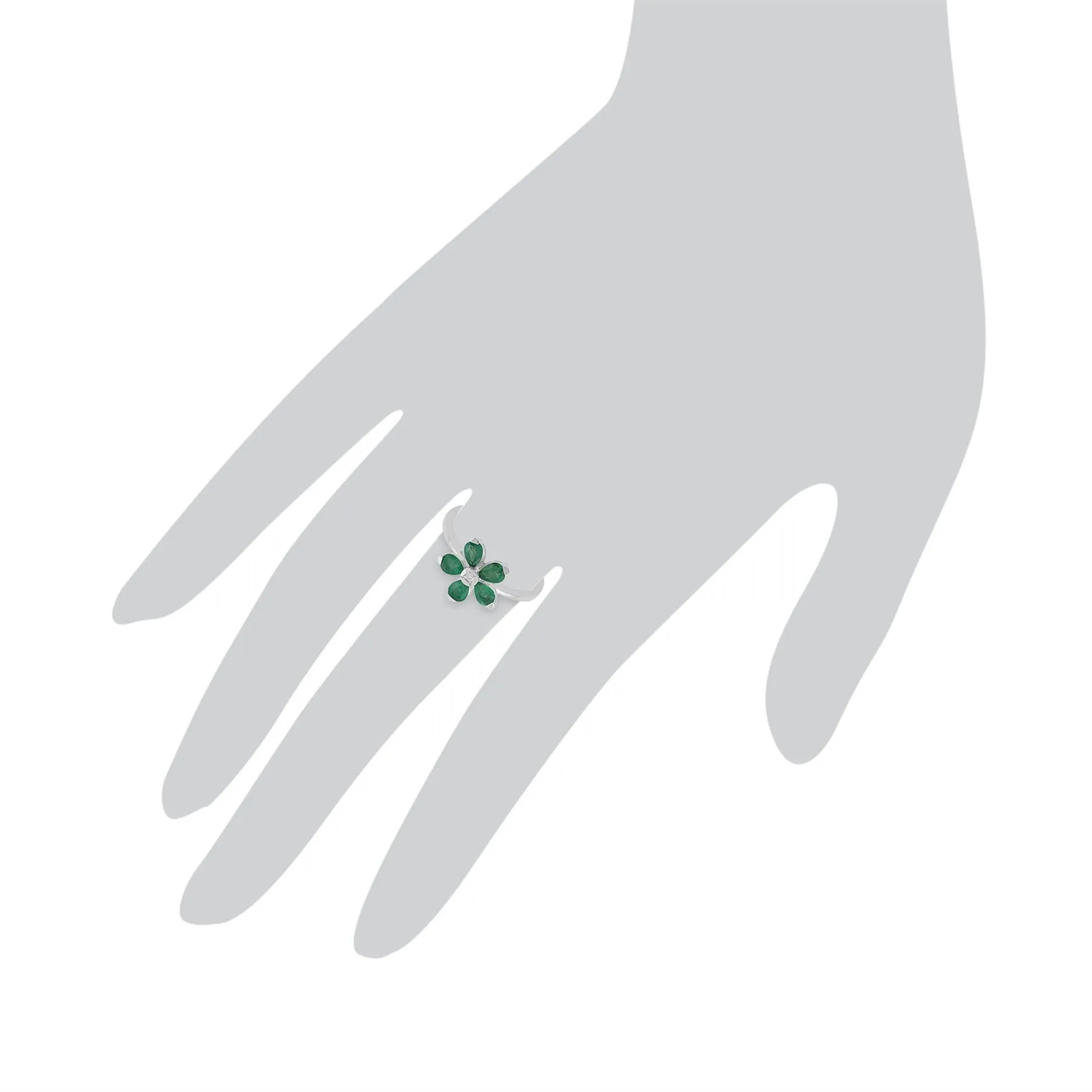 9 karat Weißes Gold Smaragd & Diamant Ringe