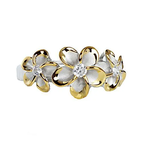 925 Sterling Silver Plumeria Rings - 2 Tones