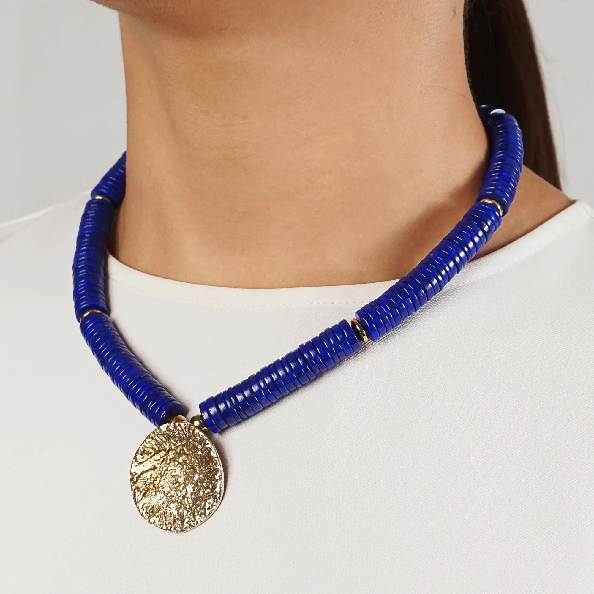 A-Grade Lapis Lazuli Discs with Brass Center