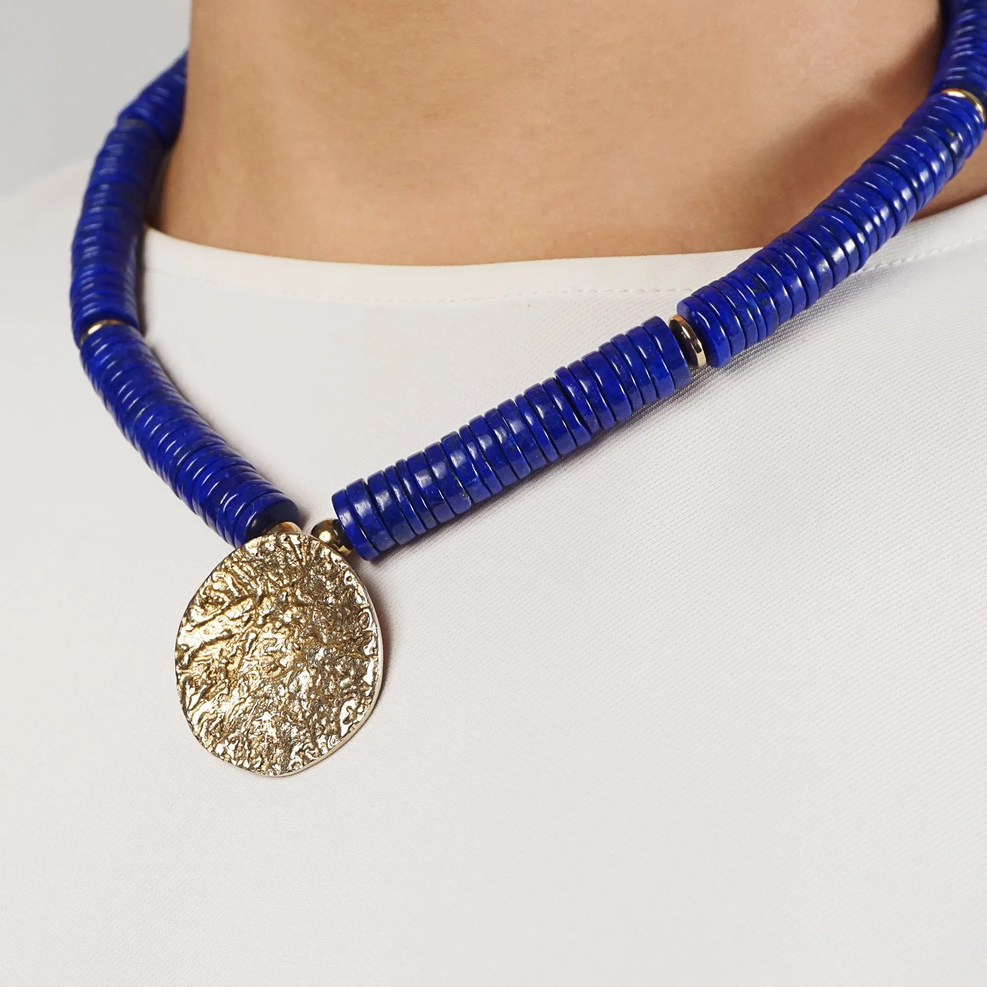 A-Grade Lapis Lazuli Discs with Brass Center