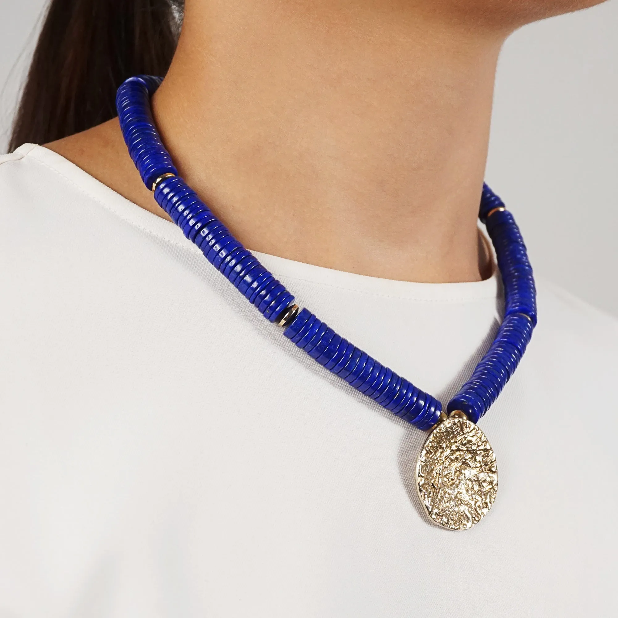 A-Grade Lapis Lazuli Discs with Brass Center