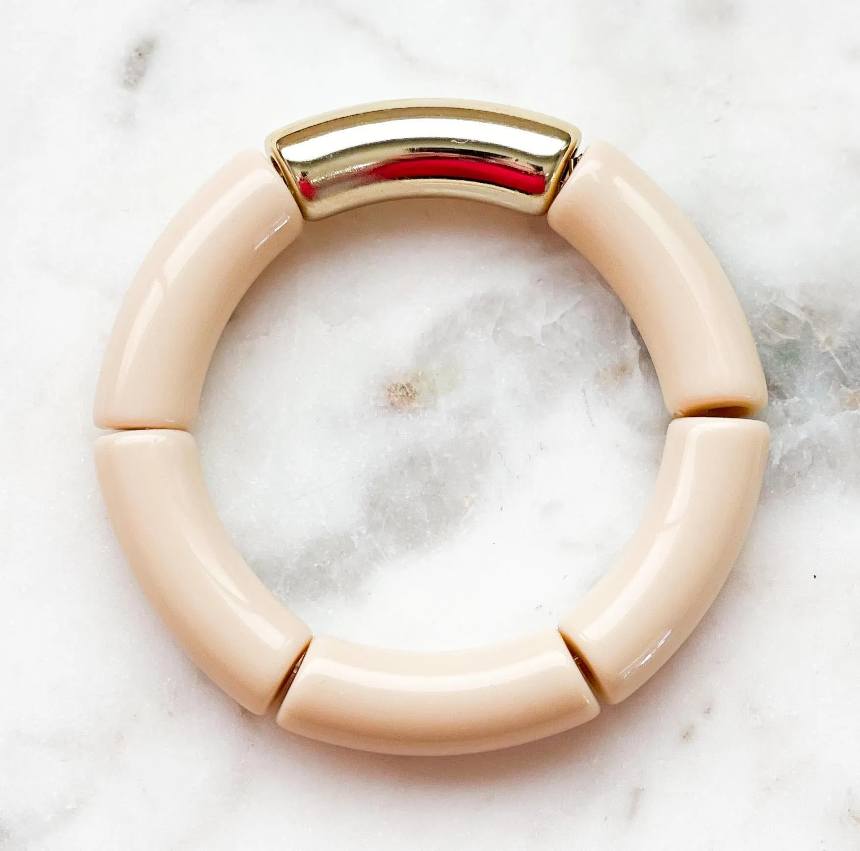 Acrylic Bamboo Bangle Bracelet "Bone"