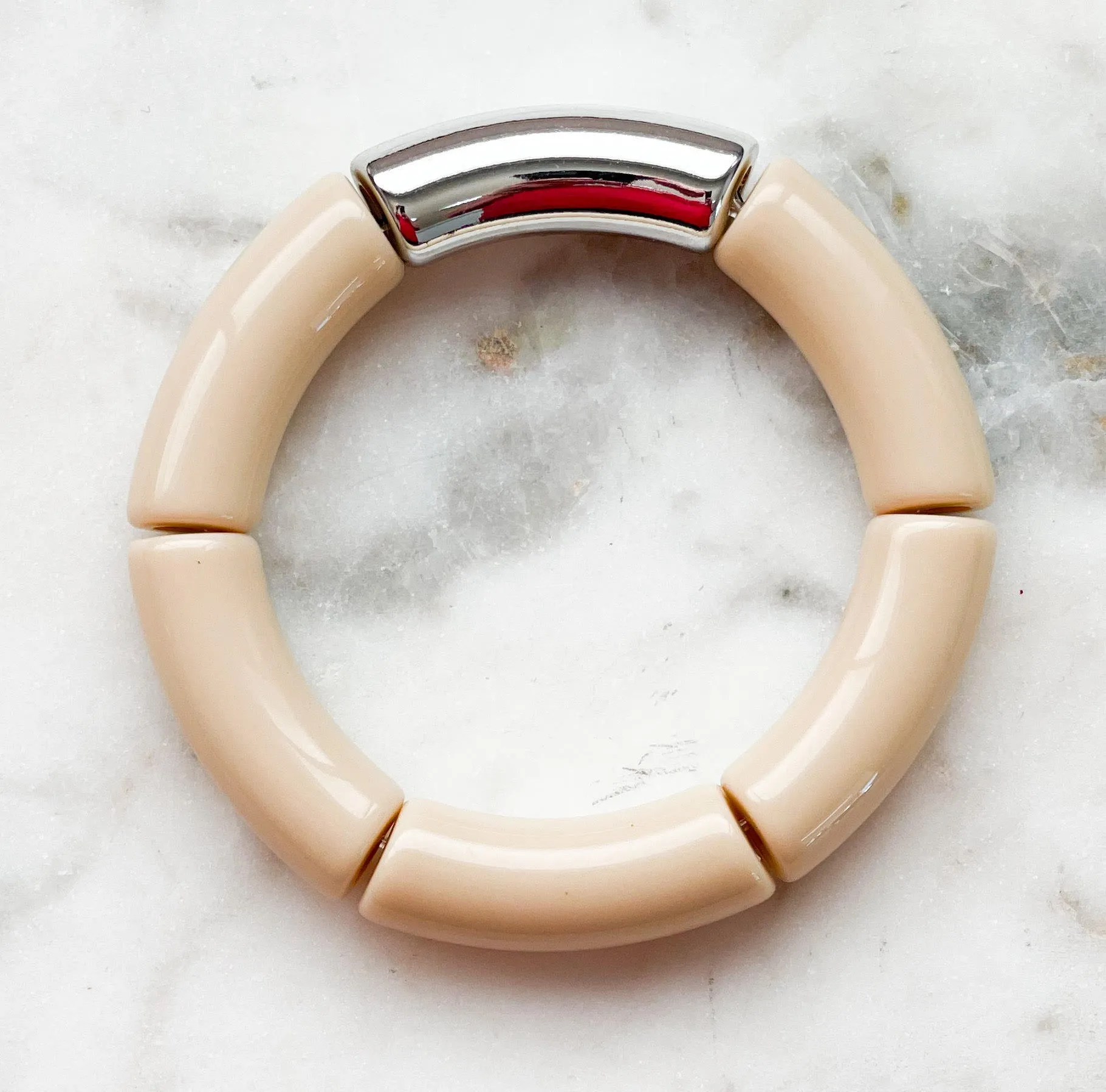 Acrylic Bamboo Bangle Bracelet "Bone"