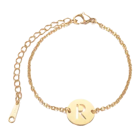 Alphabet Bracelet Gold Plated - Letter R