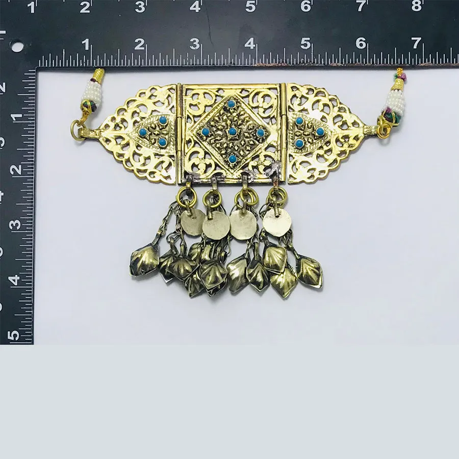 Antique German Silver Choker With Turquoise Beads