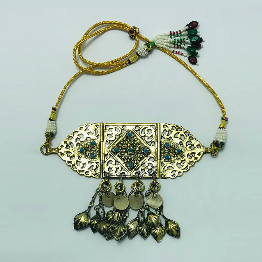 Antique German Silver Choker With Turquoise Beads