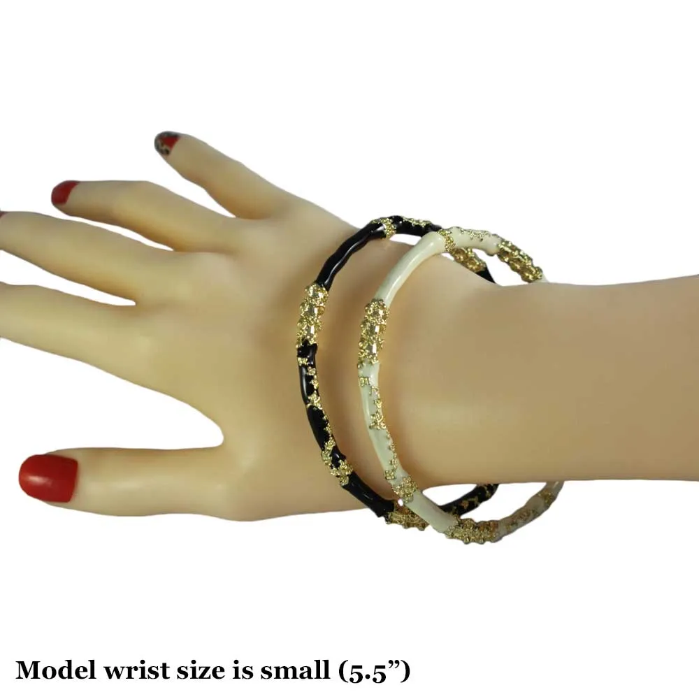 Asian Inspired Black or Cream Enamel Bangle - BG530