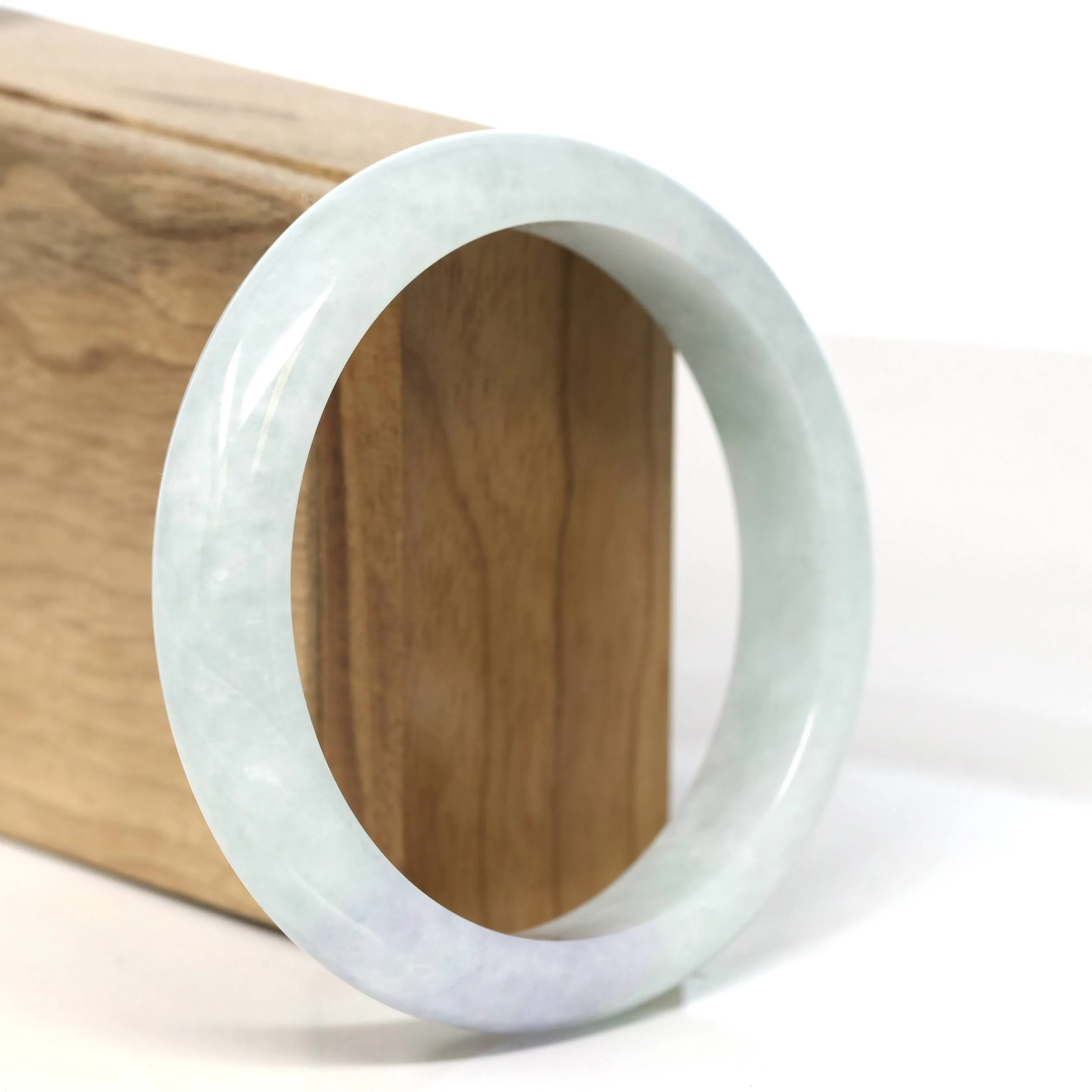 Baikalla "Half Round" Light Lavender Jadeite Jade Bangle Bracelet (60.2 mm) #T512