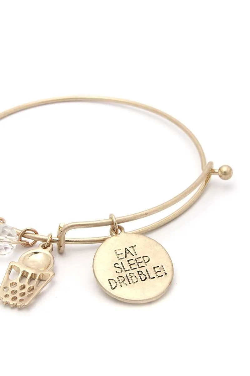 Basketball Charms Inspirational Bangle Bracelet