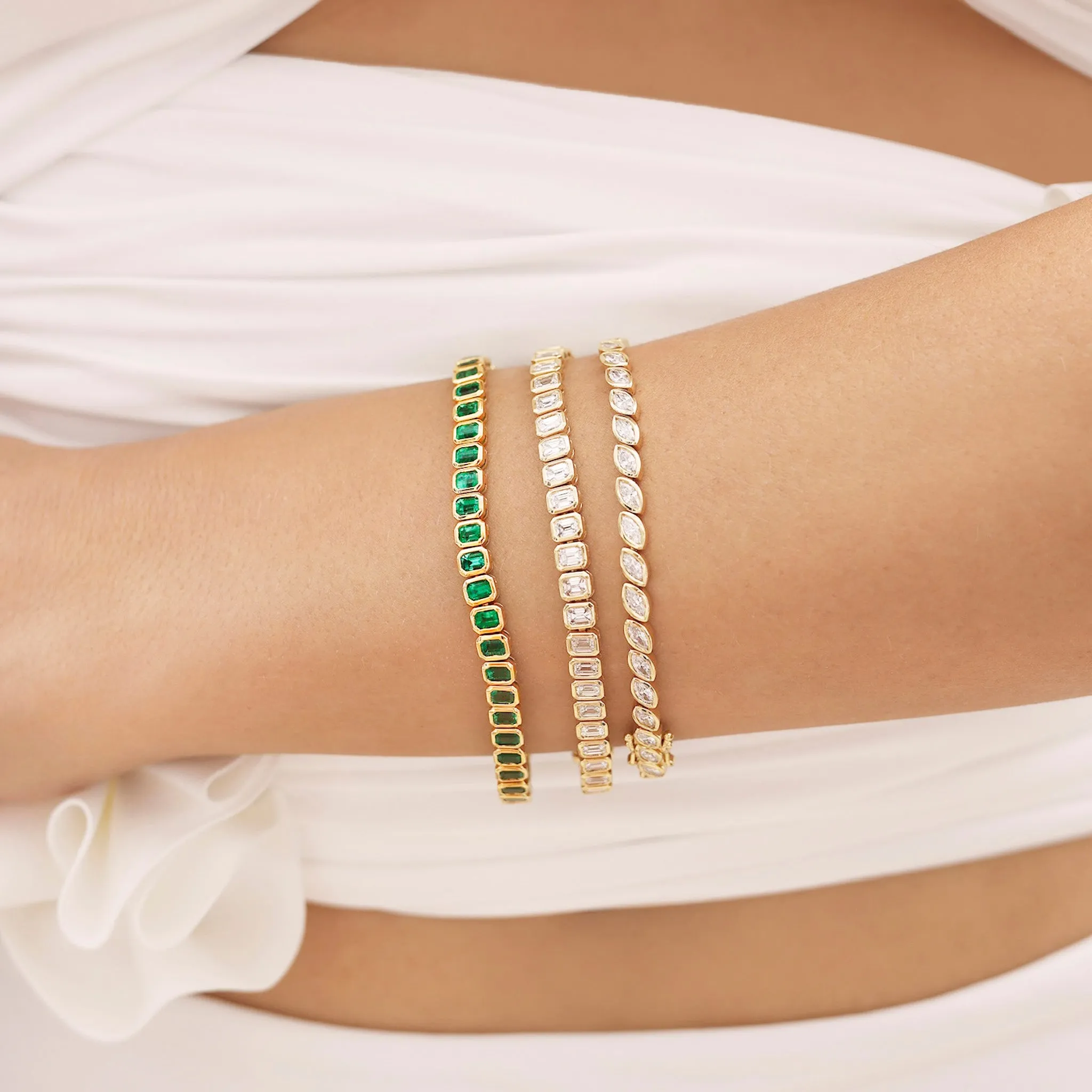 Bezeled Emerald Cut Tennis Bracelet