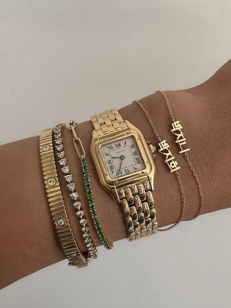 Coco Round Tennis Link Bracelet Emerald
