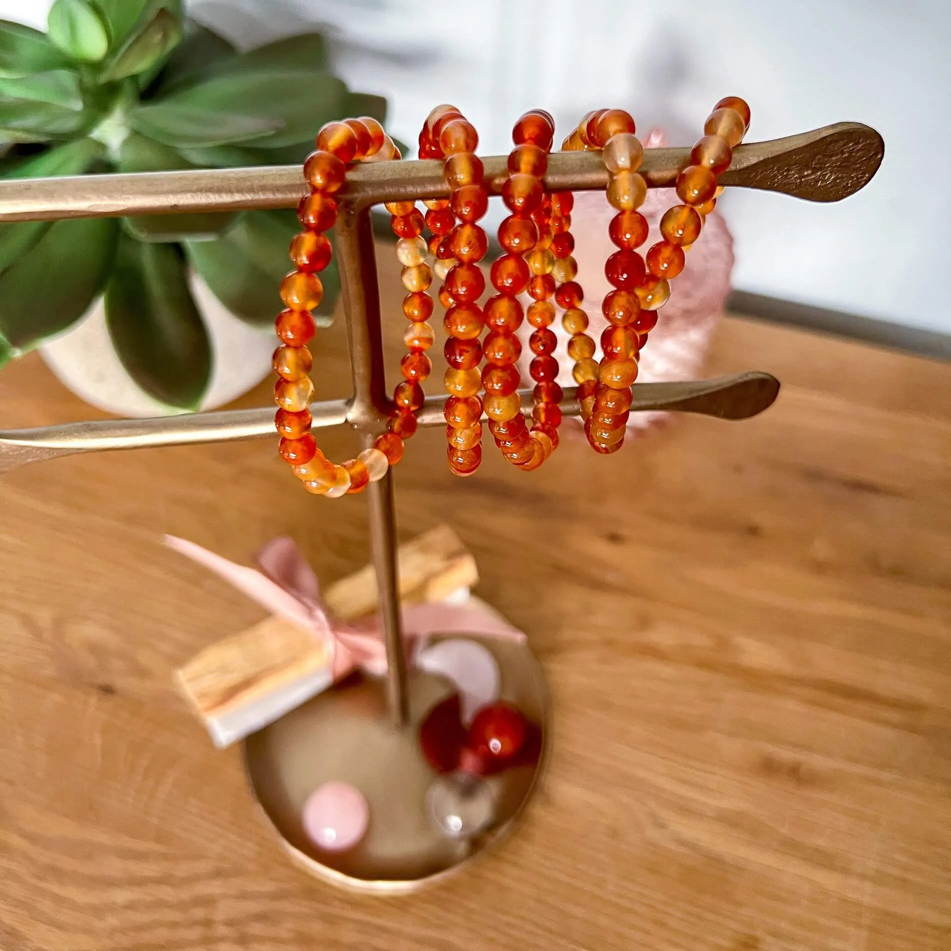 Crystal Bead Bracelet - Carnelian