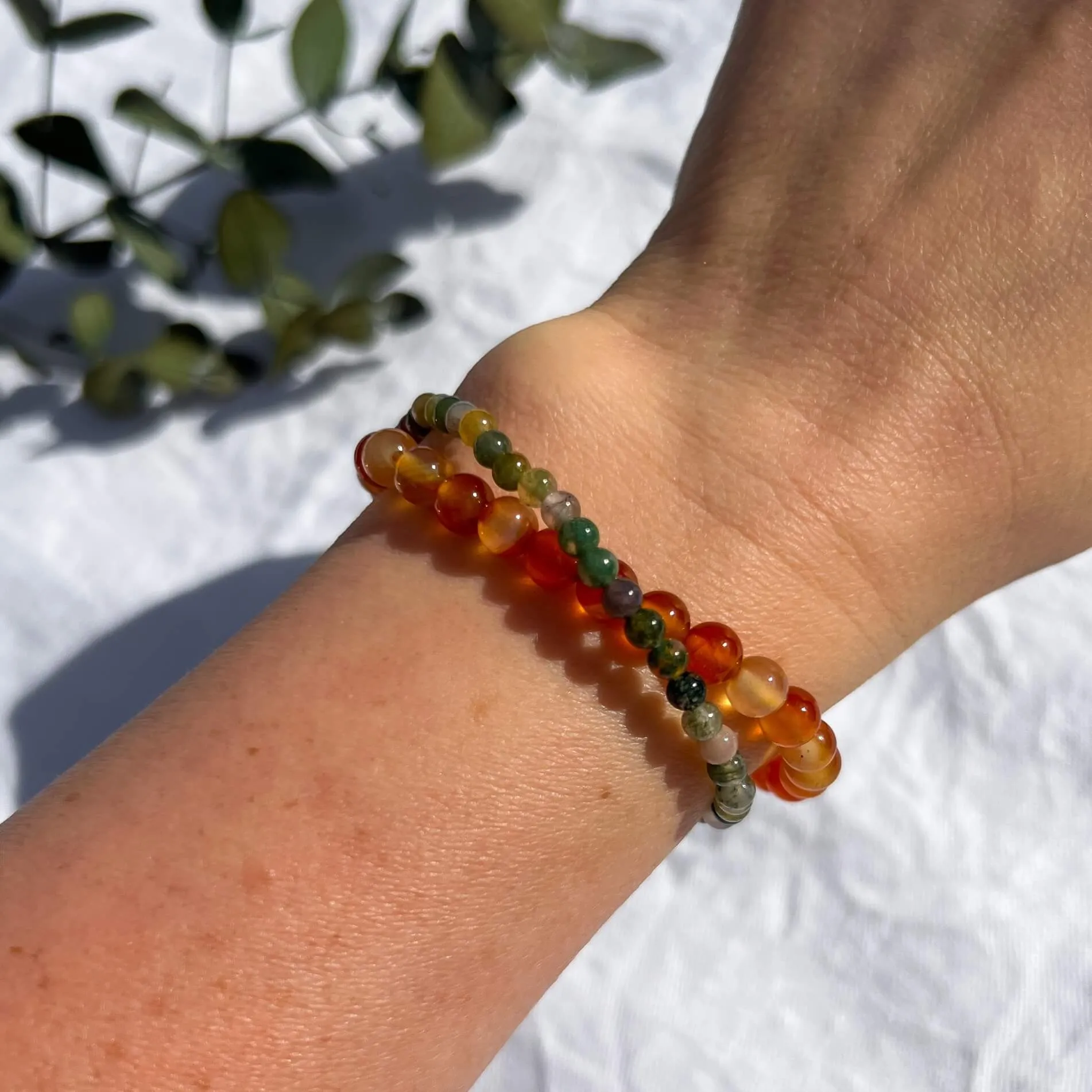 Crystal Bead Bracelet - Carnelian