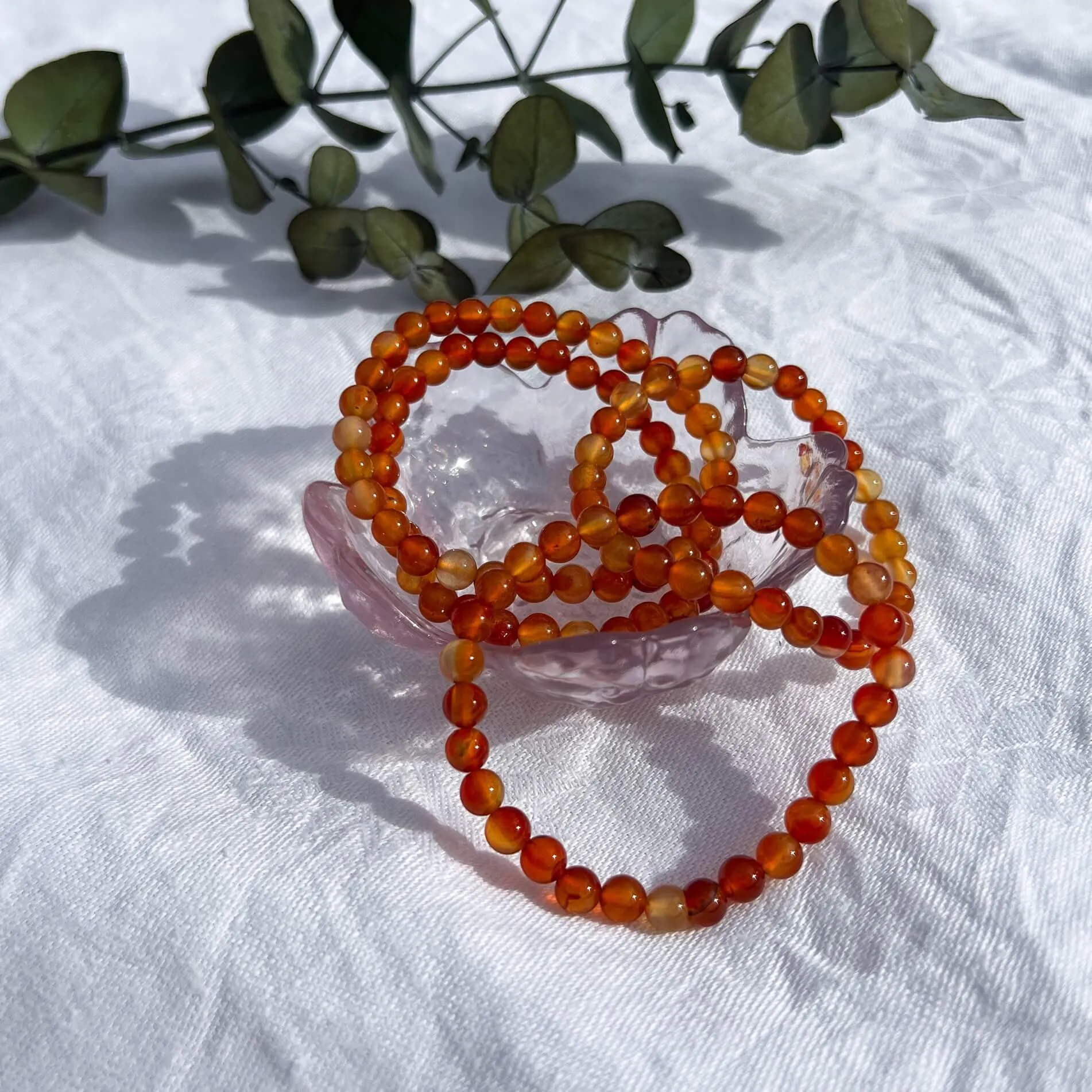Crystal Bead Bracelet - Carnelian