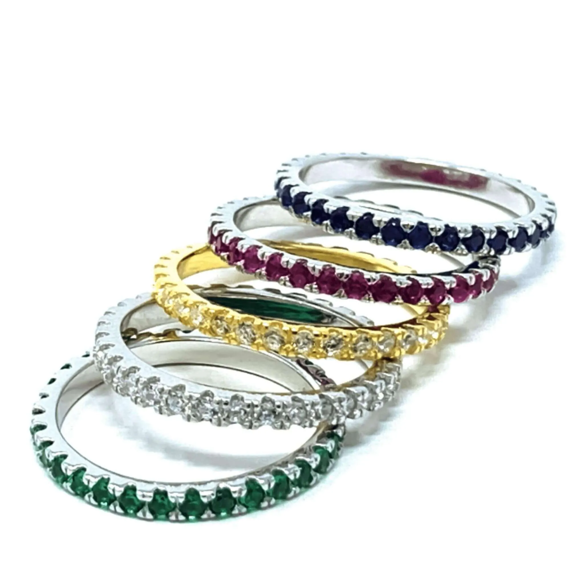 Cubic Zirconia Green Emerald Eternity Band