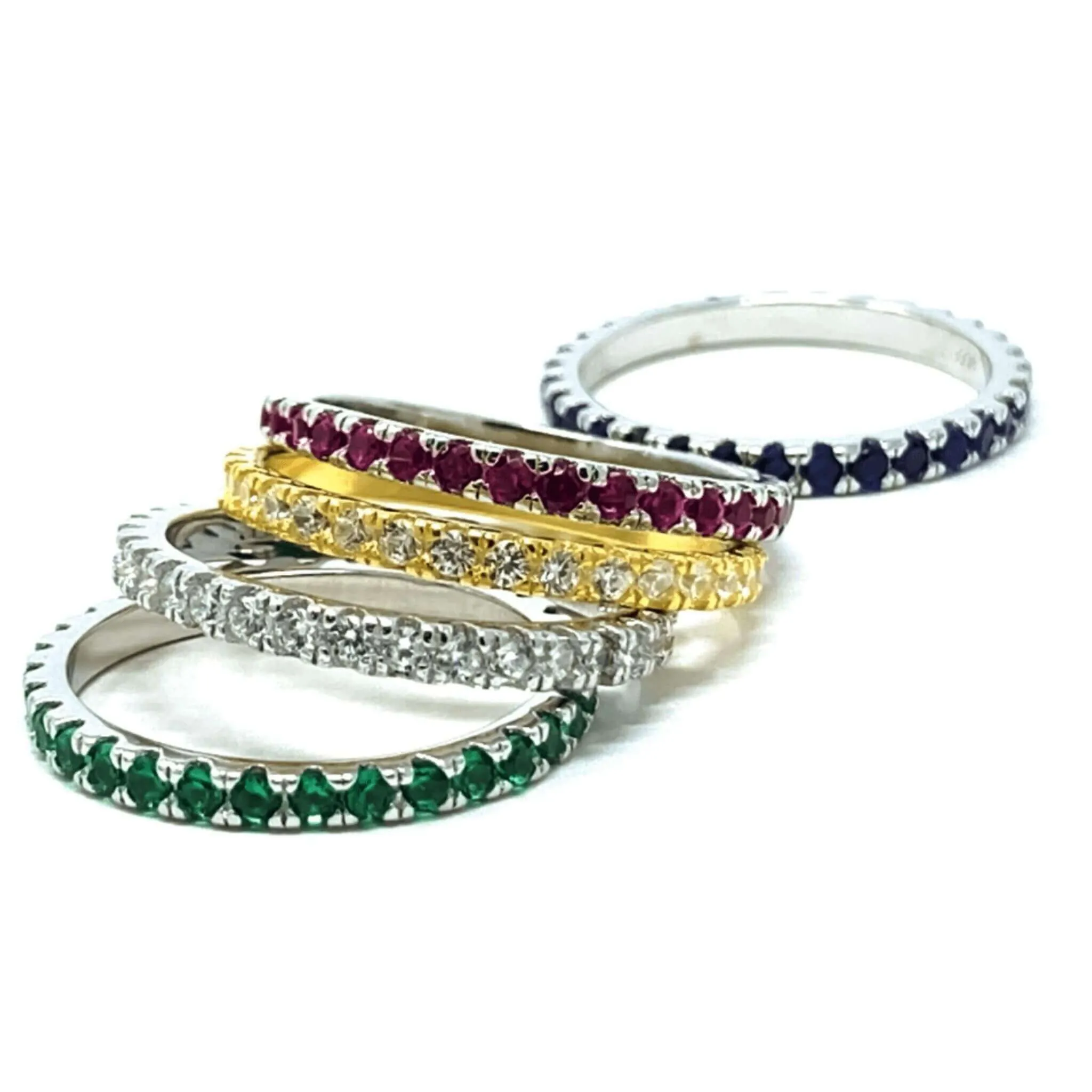 Cubic Zirconia Green Emerald Eternity Band