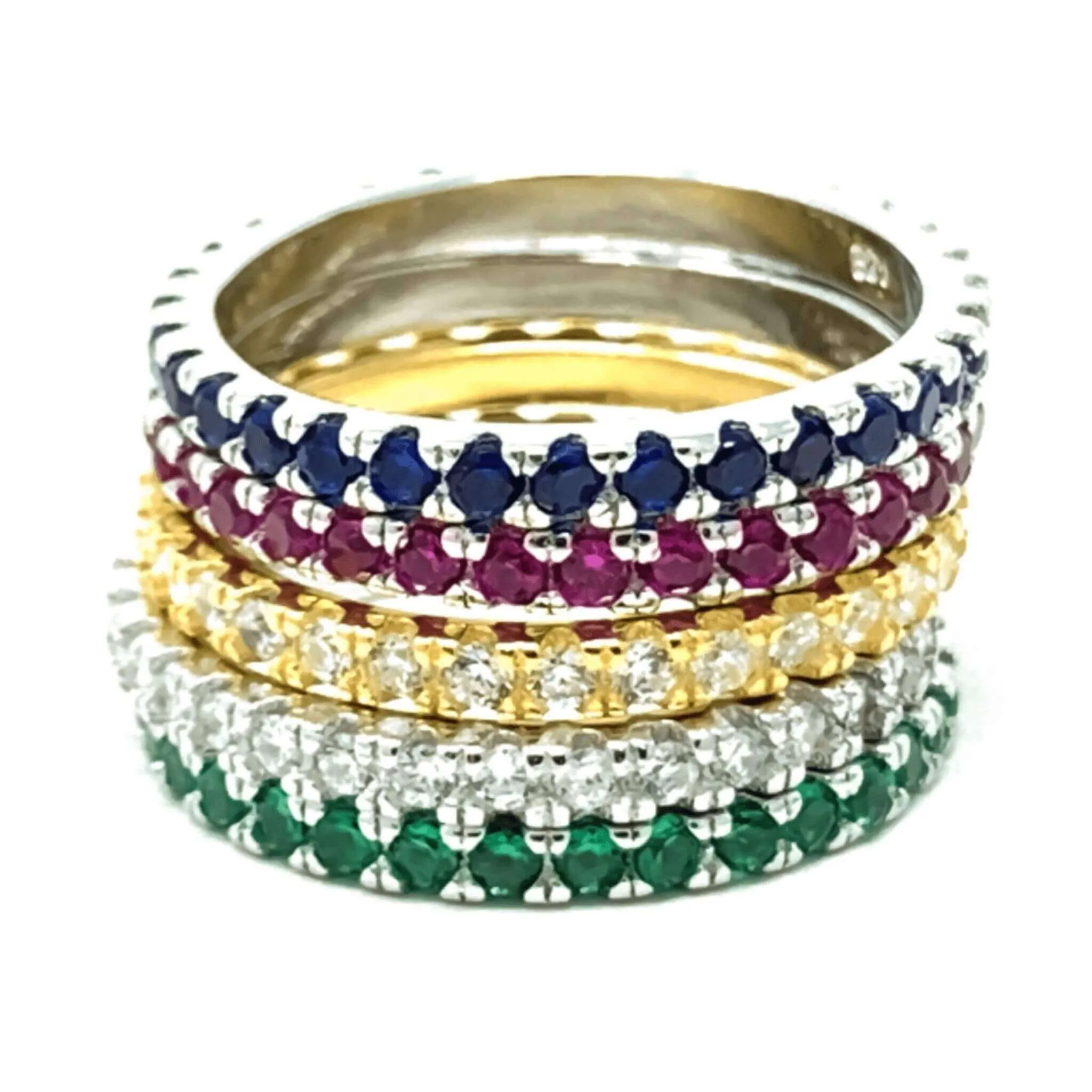 Cubic Zirconia Green Emerald Eternity Band