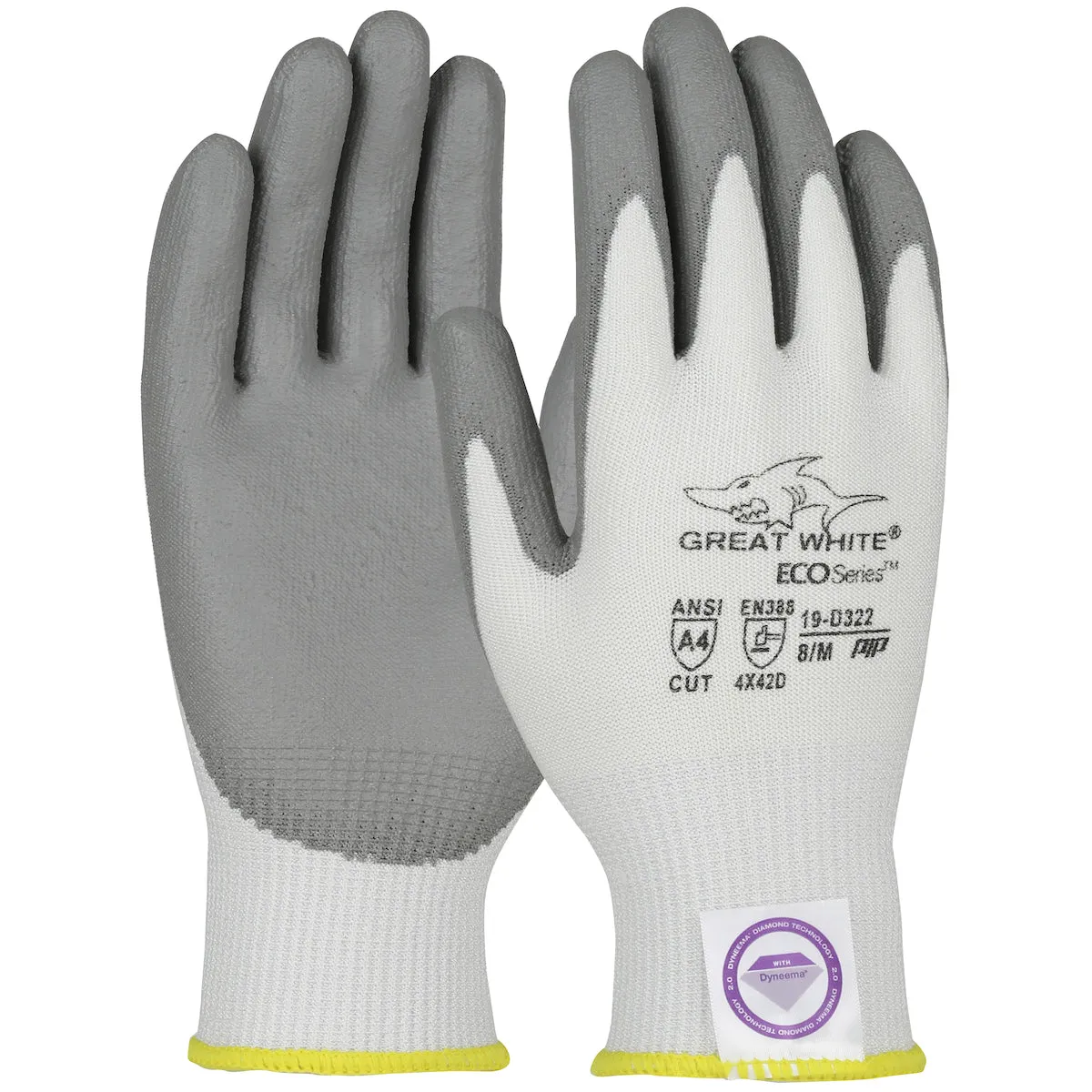 Cut Resistant Gloves - PIP Great White® ECO Series™ Seamless Knit Dyneema® Diamond 2.0 Blended Gloves, GP19D322