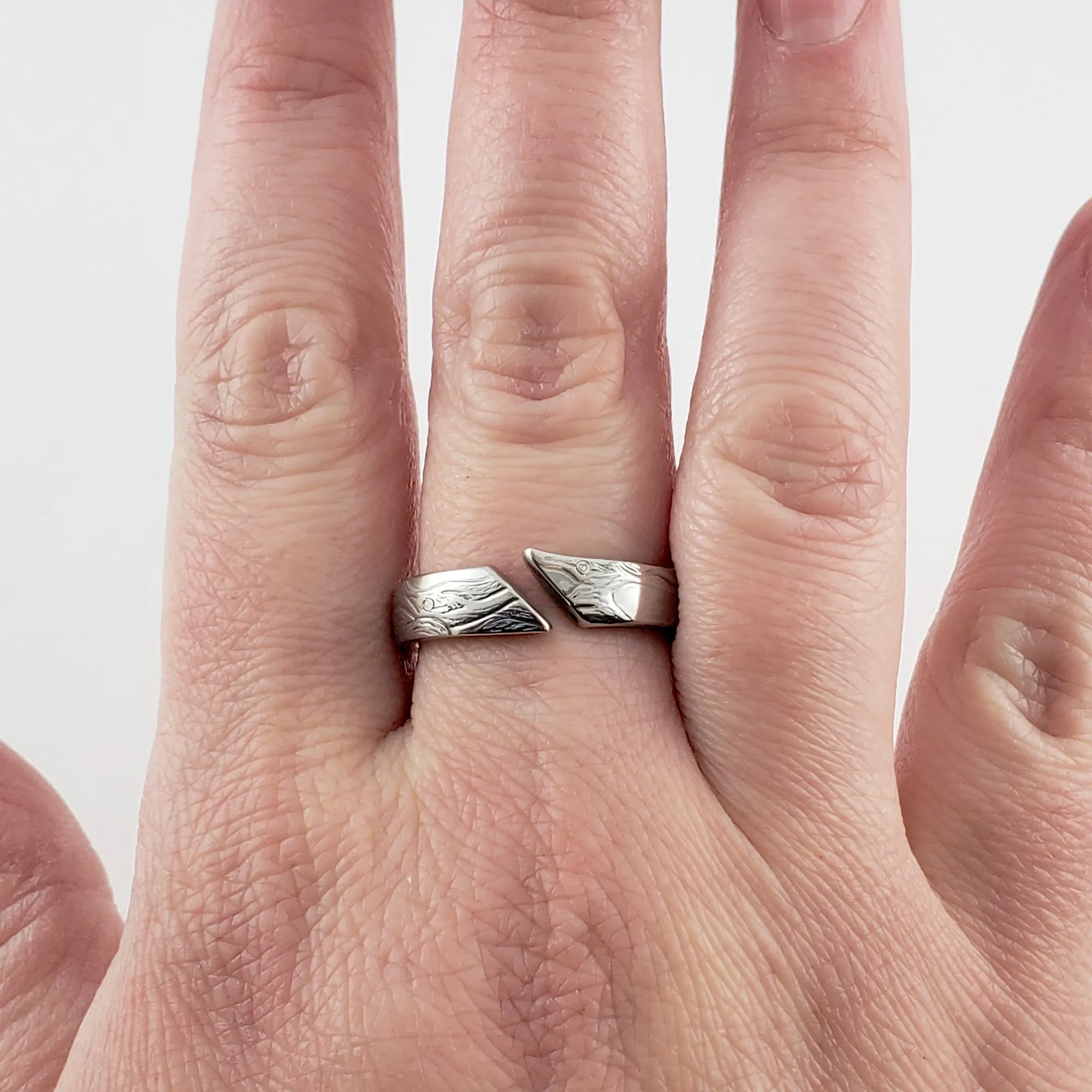 Earth Open Shank Stainless Steel Spoon Ring