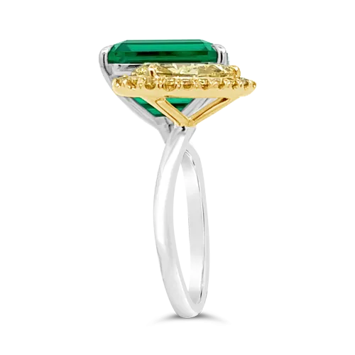 Emerald & Yellow Diamond Bypass Ring