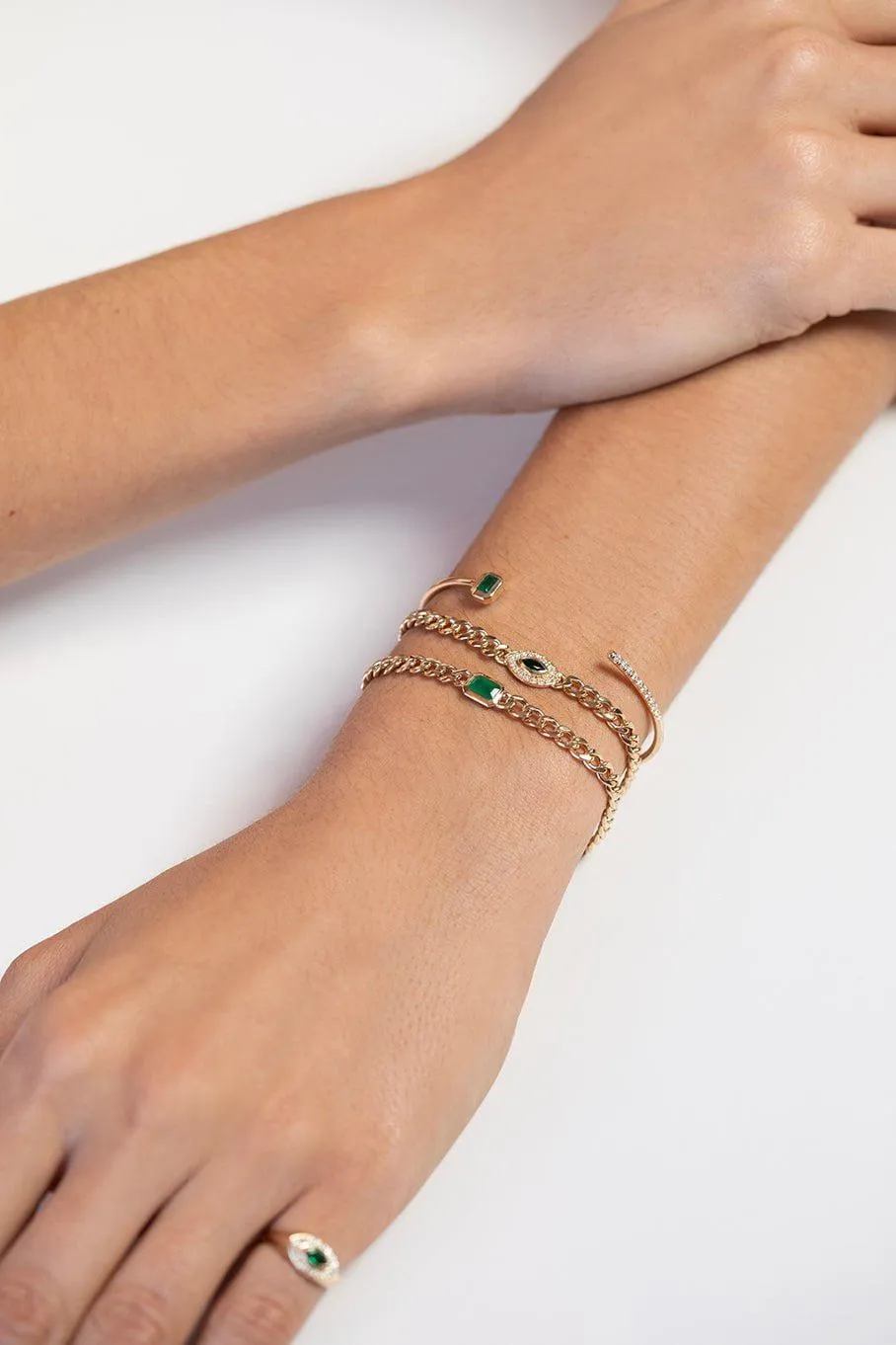 Emerald Curb Chain Bracelet - Medium