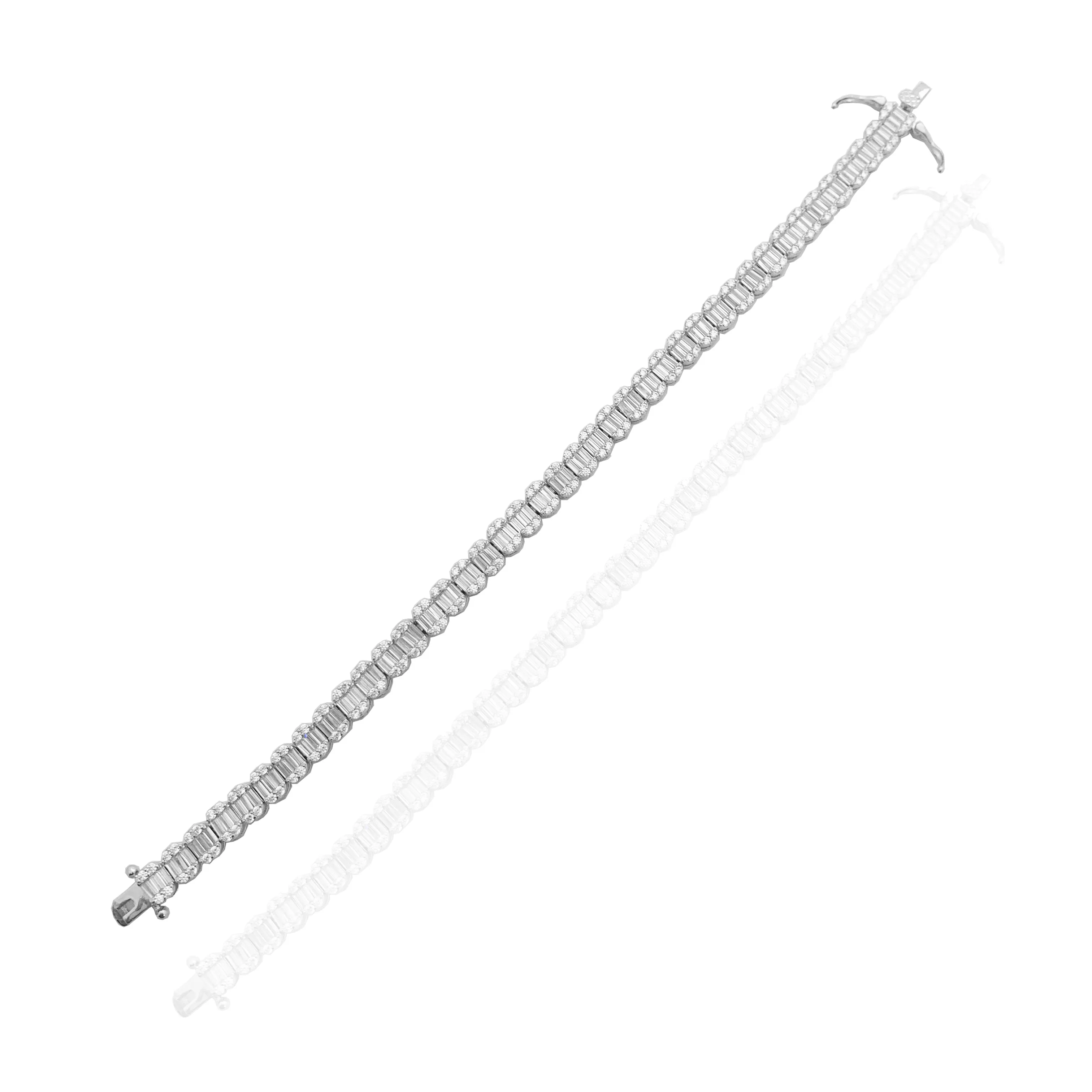 Emerald Cut CZ Bracelet (Silver).