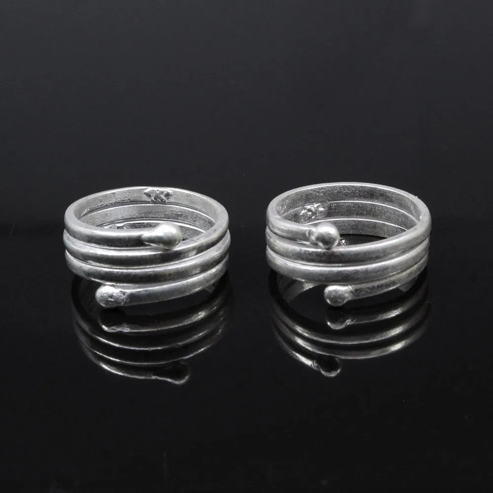 Ethnic Beautiful Real Silver Toe Rings Indian Handmade bichia Pair foot ring