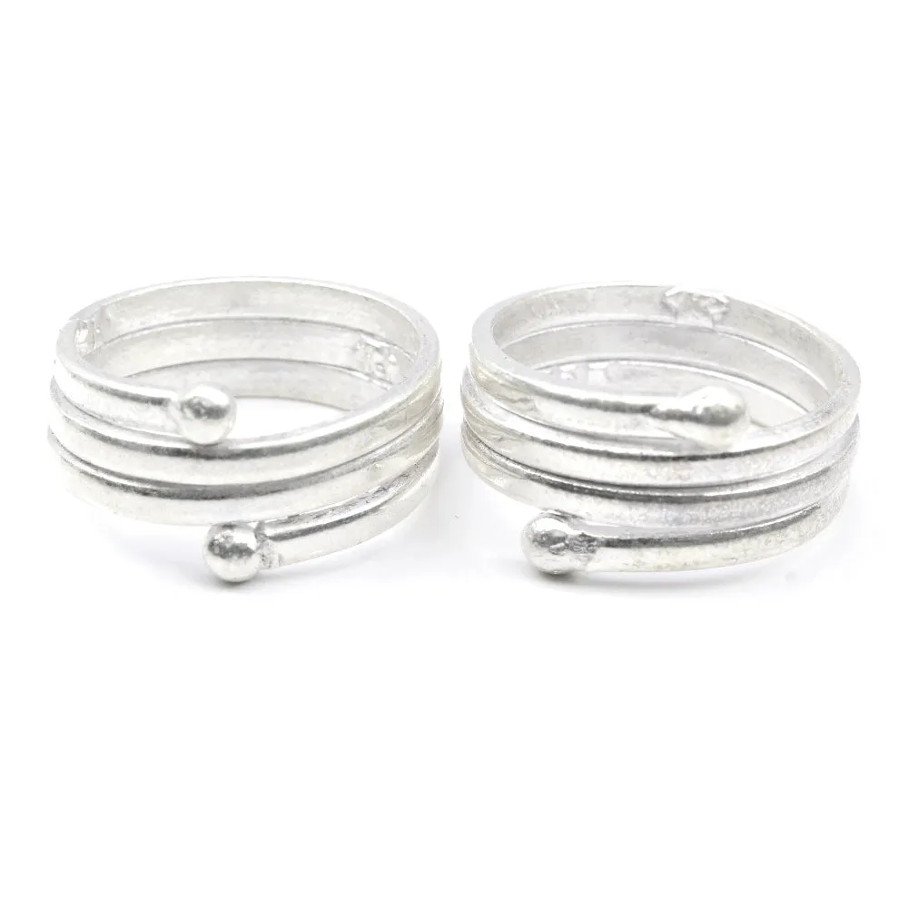Ethnic Beautiful Real Silver Toe Rings Indian Handmade bichia Pair foot ring