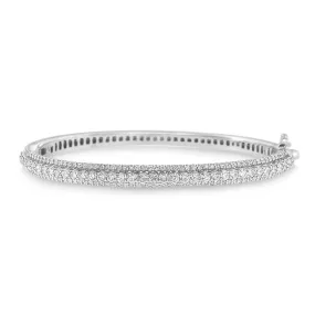 Exquisite 14K White Gold Diamond Bangle with Radiant Round-Cut Gems (3 CTTW, H-I Color, SI1-SI2 Clarity)