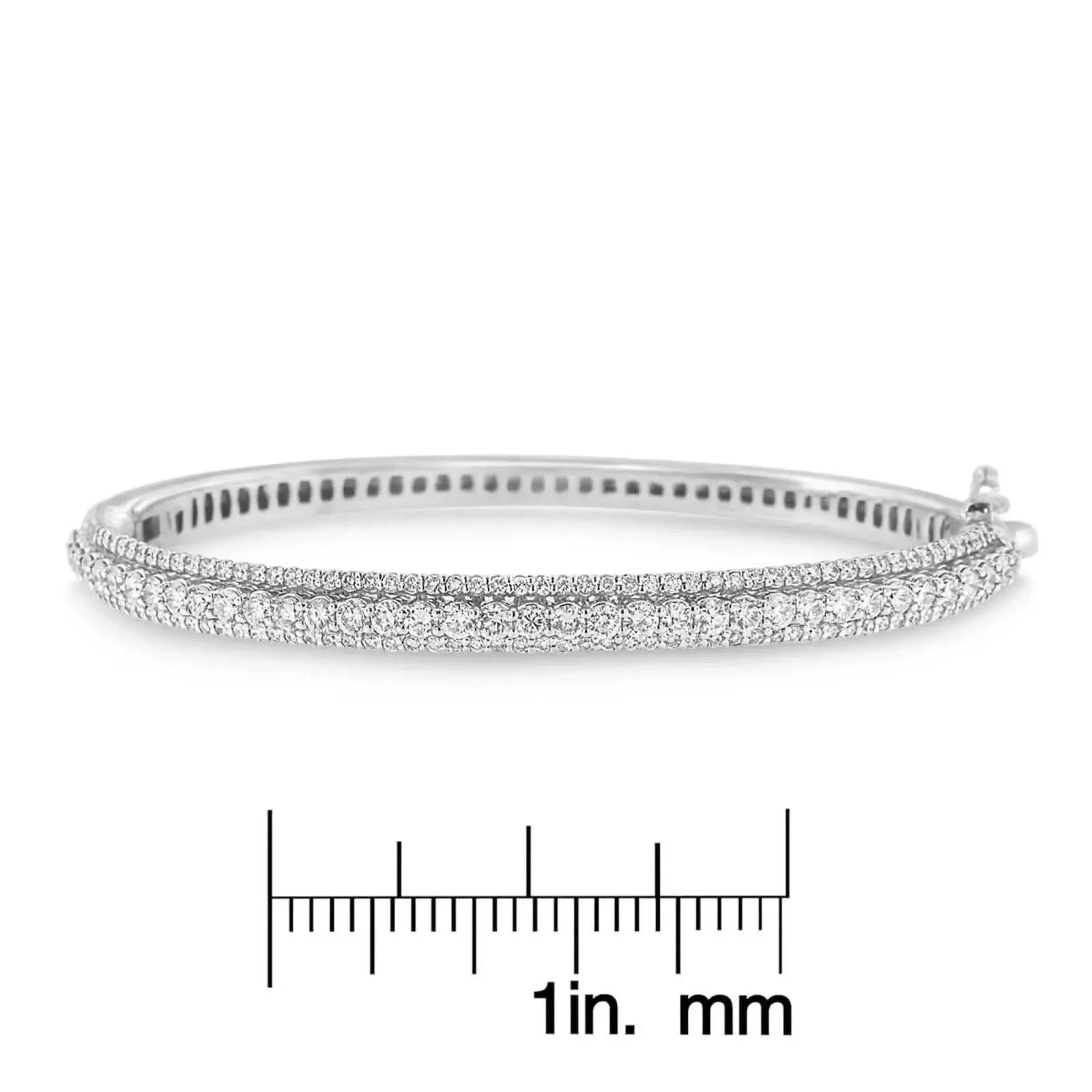 Exquisite 14K White Gold Diamond Bangle with Radiant Round-Cut Gems (3 CTTW, H-I Color, SI1-SI2 Clarity)
