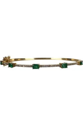 FC Creations Bracelet 14K Gold Diamond Emerald Bangle Bracelet | Yellow Gold CTTW 0.95 Carat