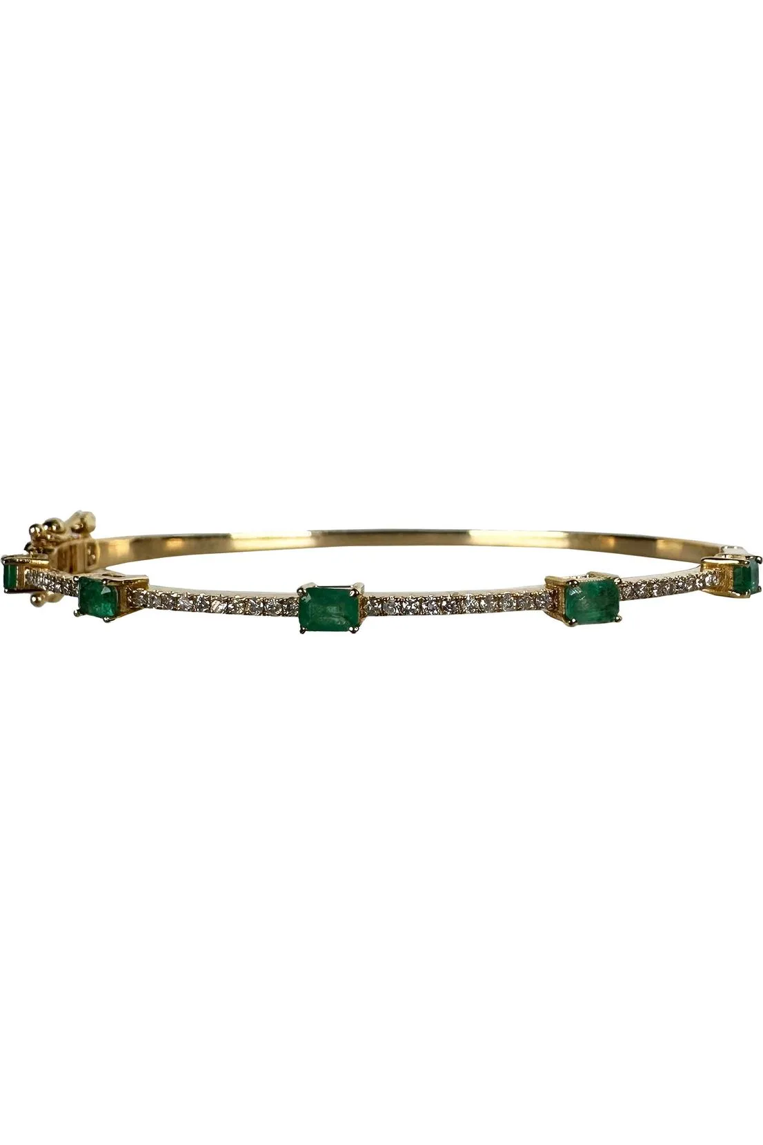 FC Creations Bracelet 14K Gold Diamond Emerald Bangle Bracelet | Yellow Gold CTTW 0.95 Carat