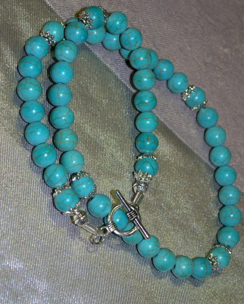 Genuine Blue Turquoise Necklace Gemstone Beaded Woman's Necklace Real Turquoise Authentic Jewelry Personalized gift for her Bridal necklace