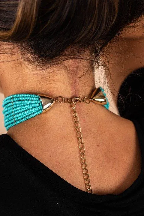 Go Bold Or Go Home Choker, Turquoise