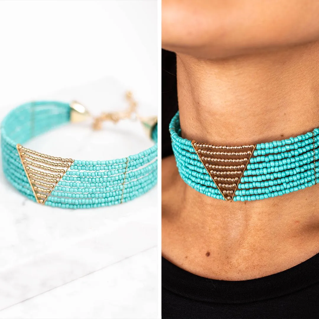 Go Bold Or Go Home Choker, Turquoise