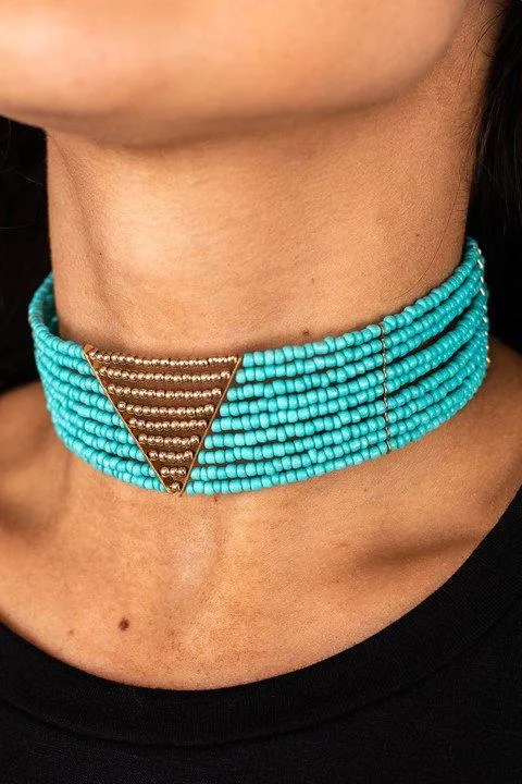 Go Bold Or Go Home Choker, Turquoise