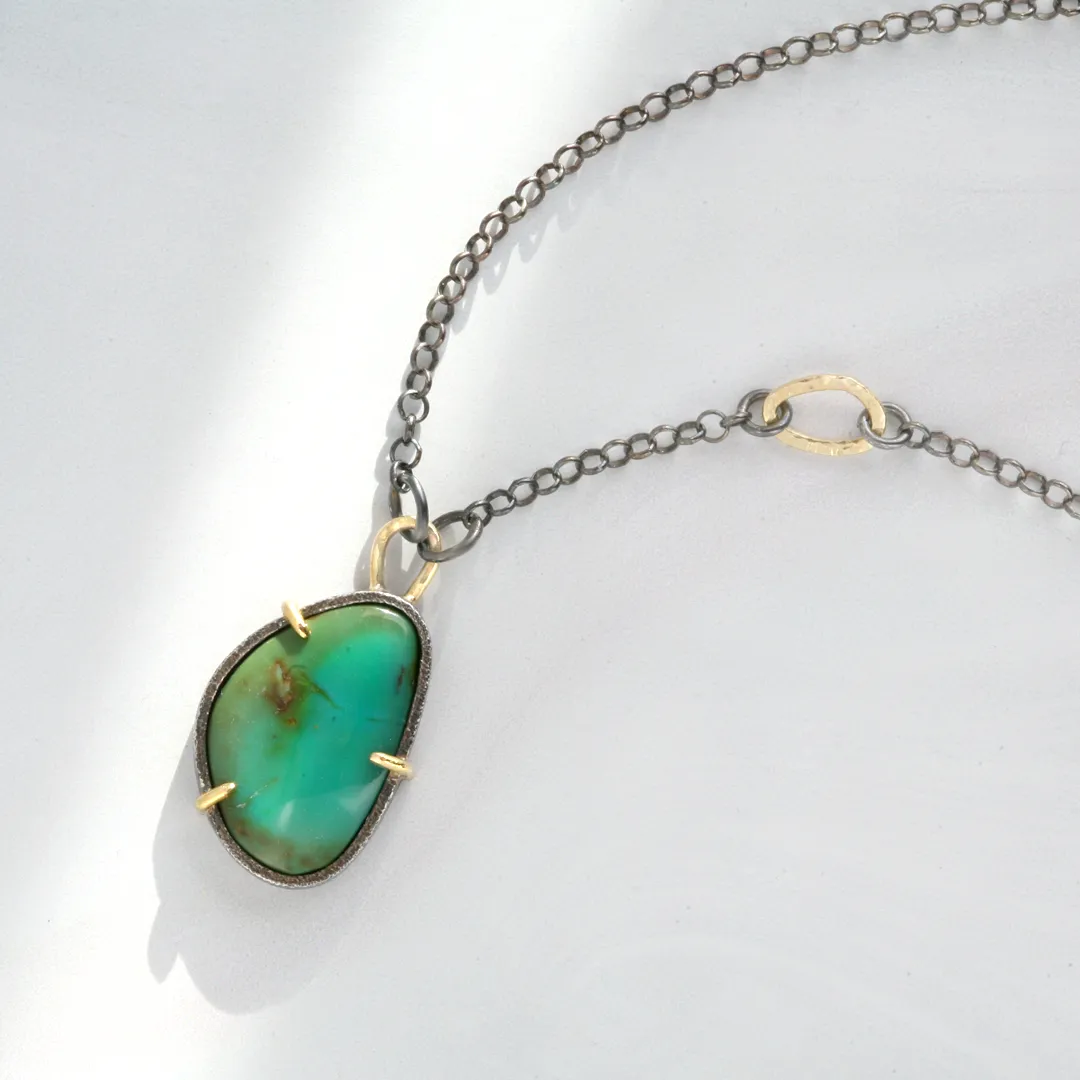 Green Turquoise Necklace in 18k Gold and Silver - LING LING Necklace