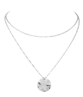 Layered Disk Necklace - Silver