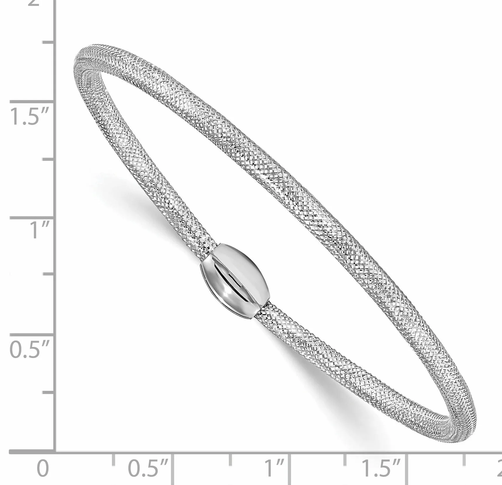 Leslie 14k White Polished Mesh Stretch Bracelet