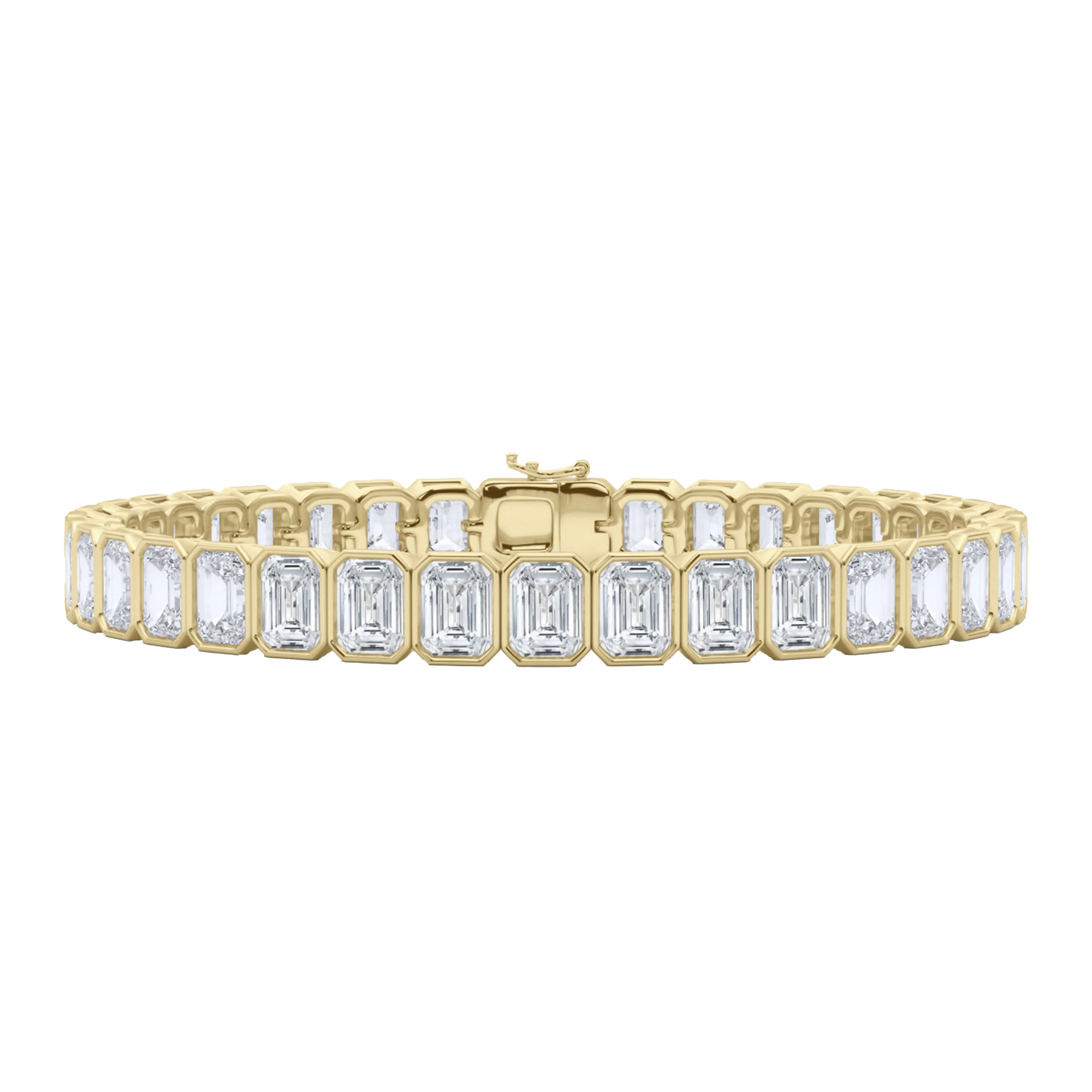 Men's Emerald Cut Bezel Diamond Tennis Bracelet