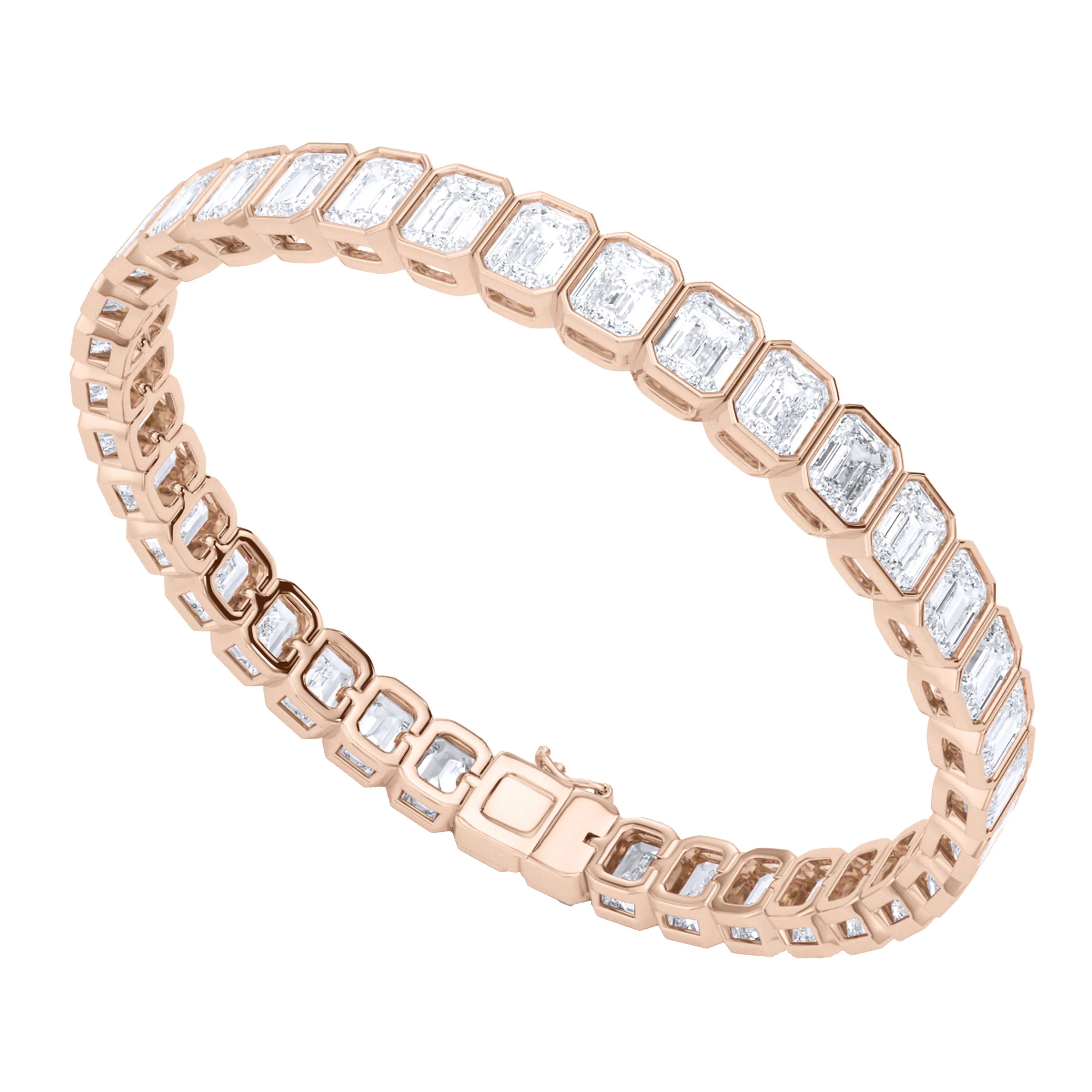Men's Emerald Cut Bezel Diamond Tennis Bracelet