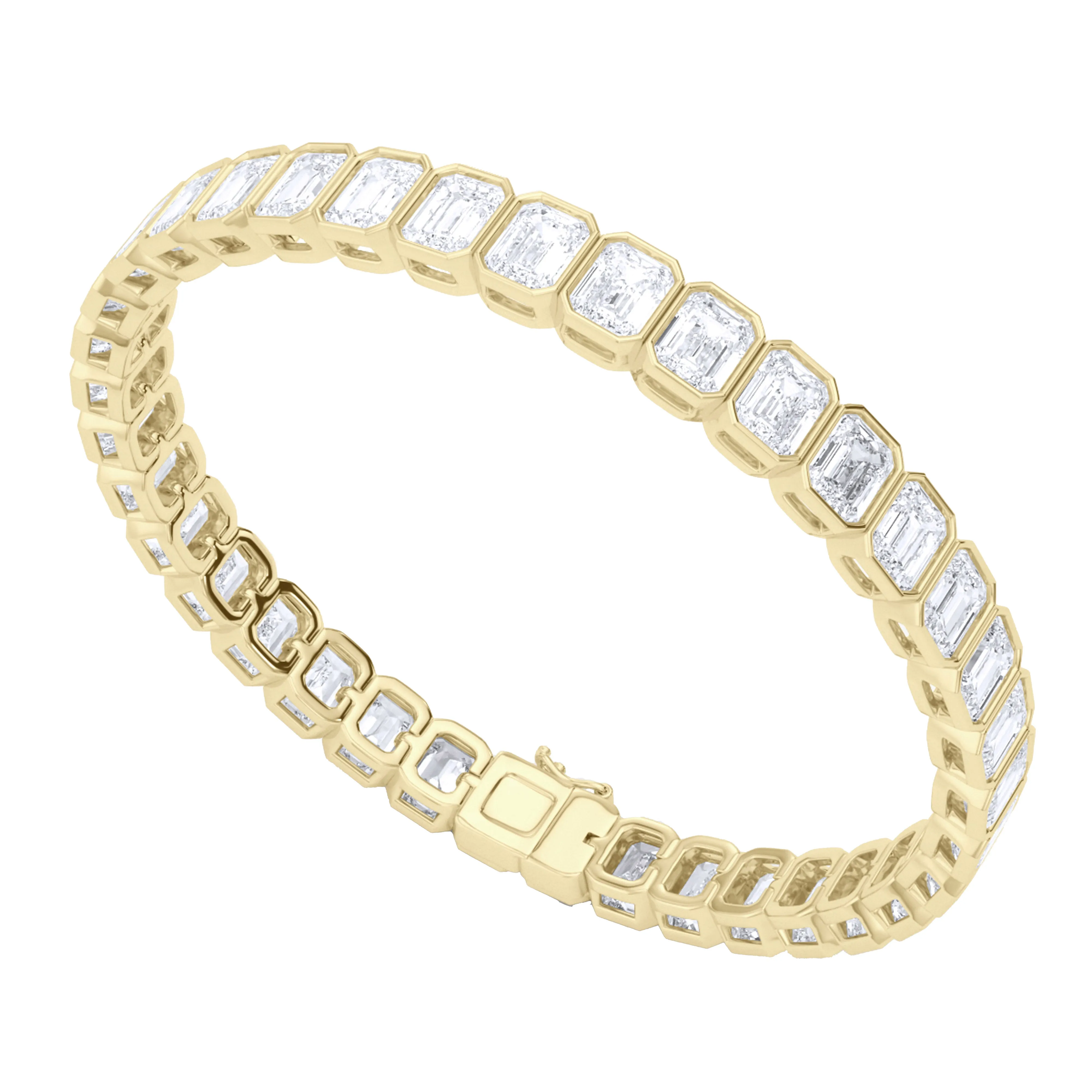 Men's Emerald Cut Bezel Diamond Tennis Bracelet