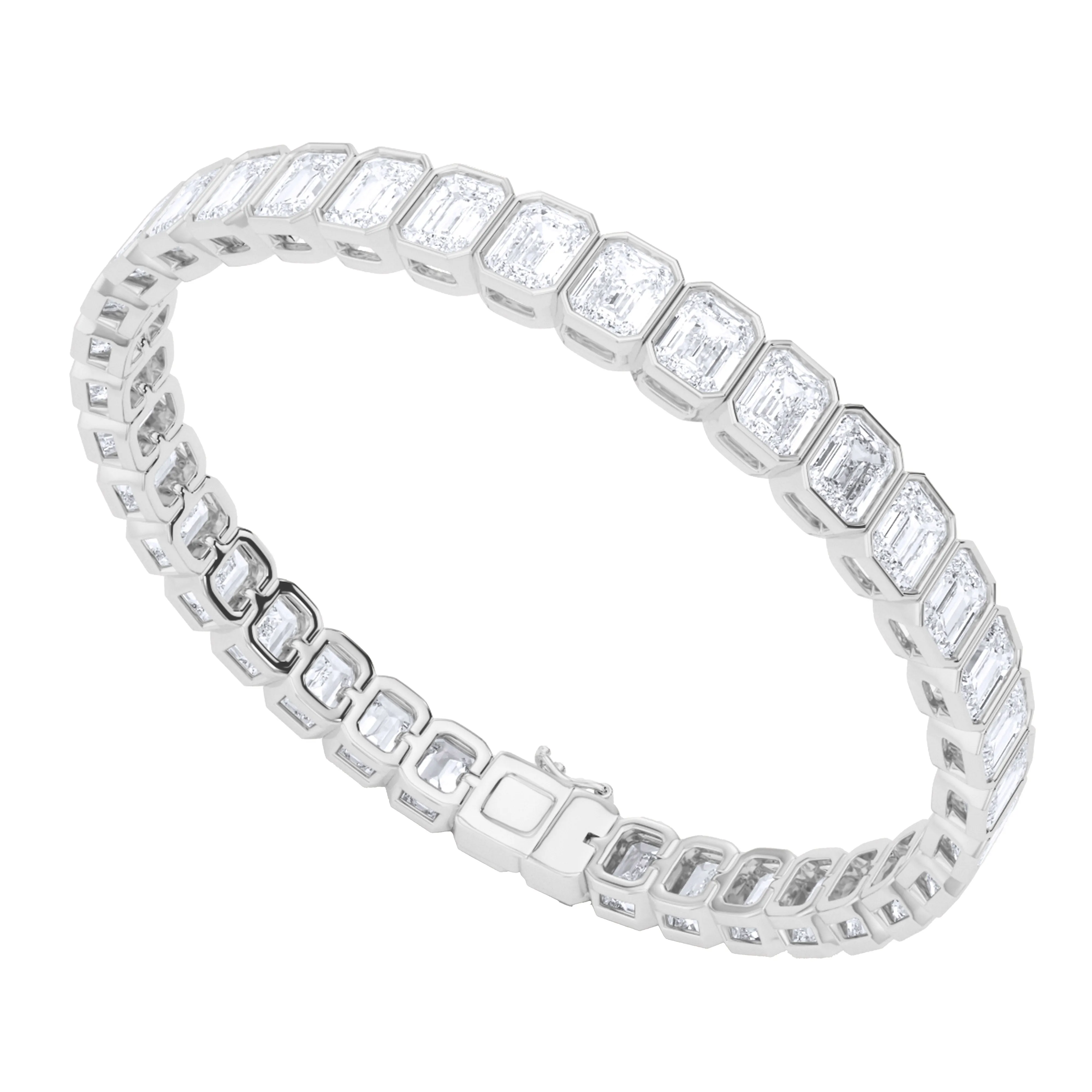 Men's Emerald Cut Bezel Diamond Tennis Bracelet