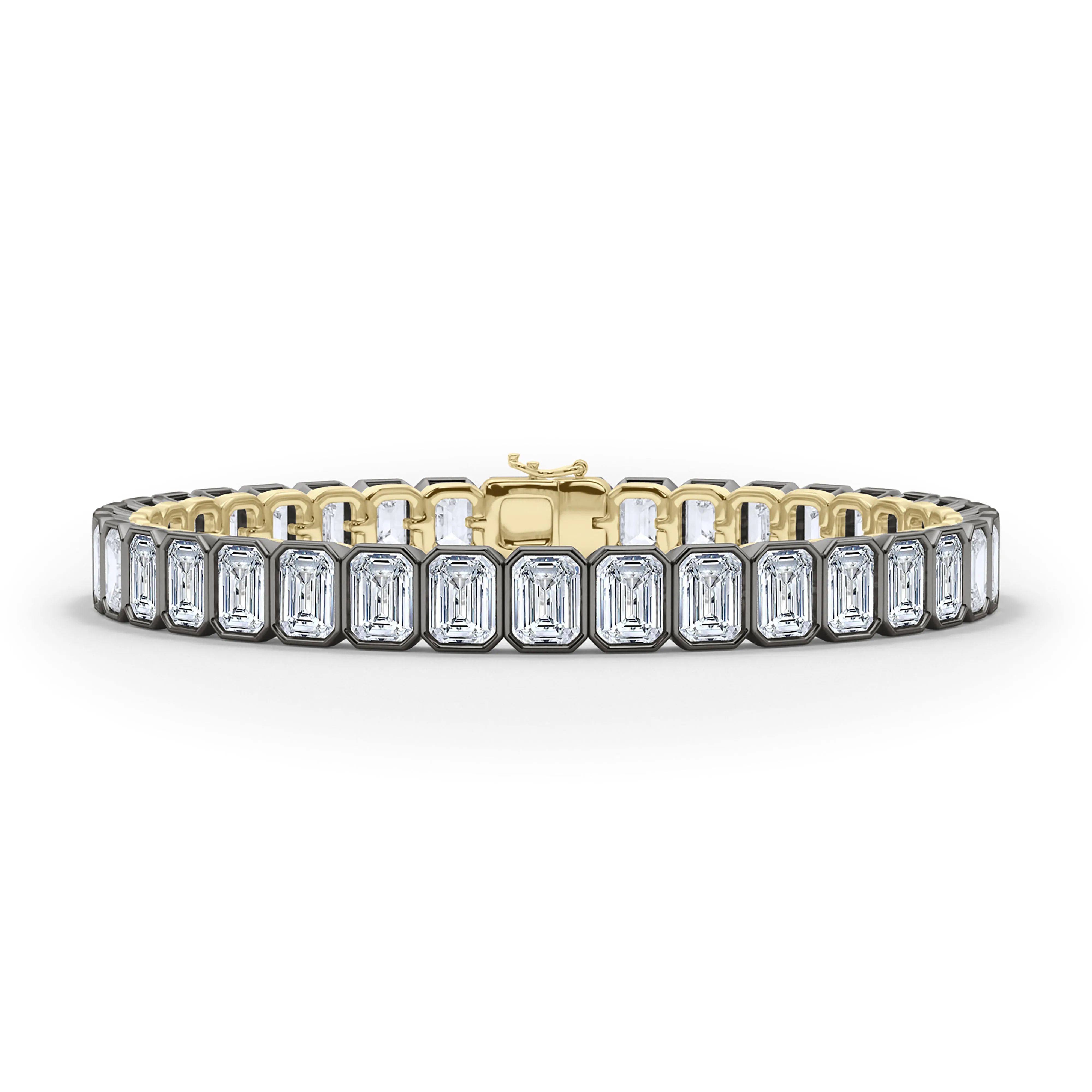 Mixed Metal Emerald Bezel Tennis Bracelet