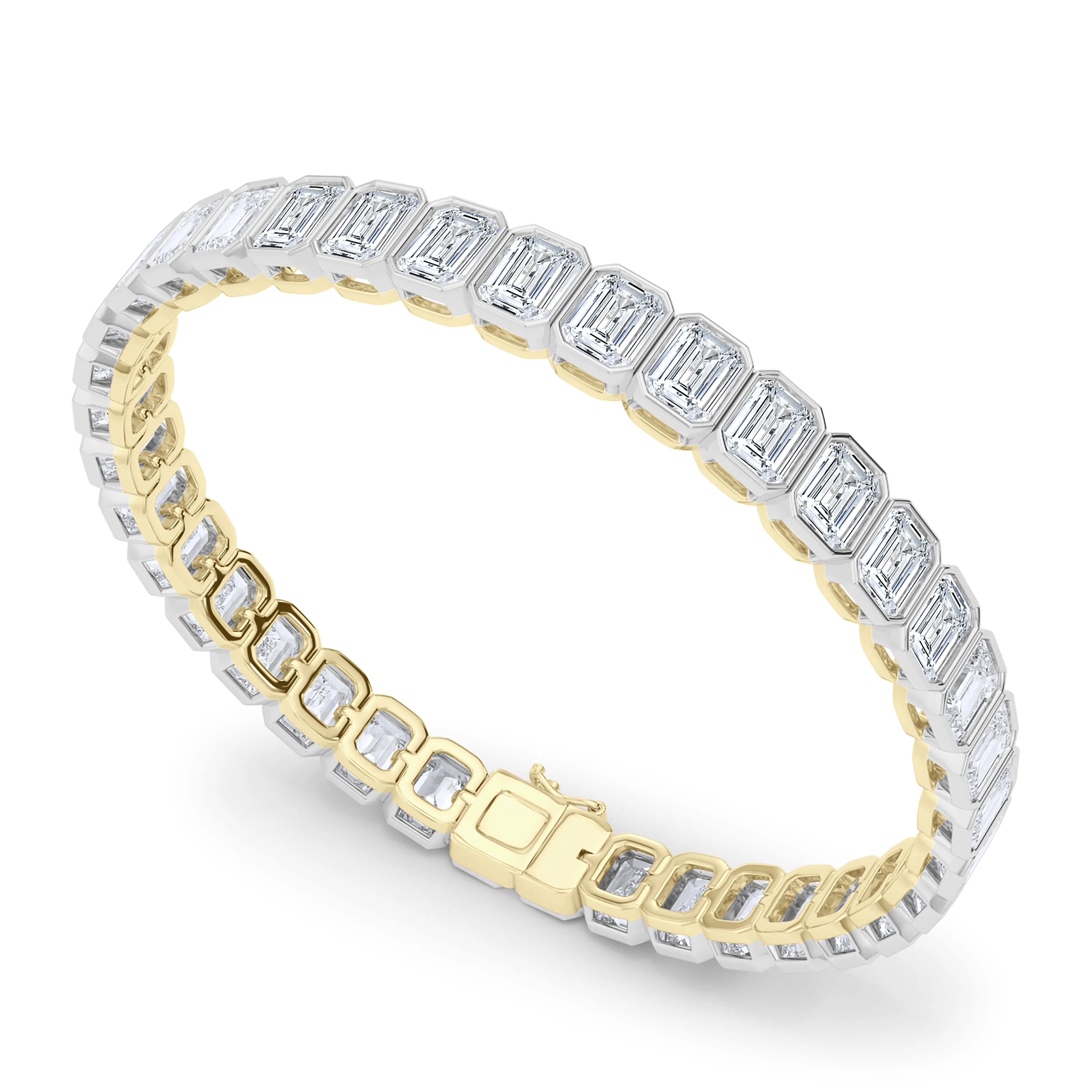 Mixed Metal Emerald Bezel Tennis Bracelet