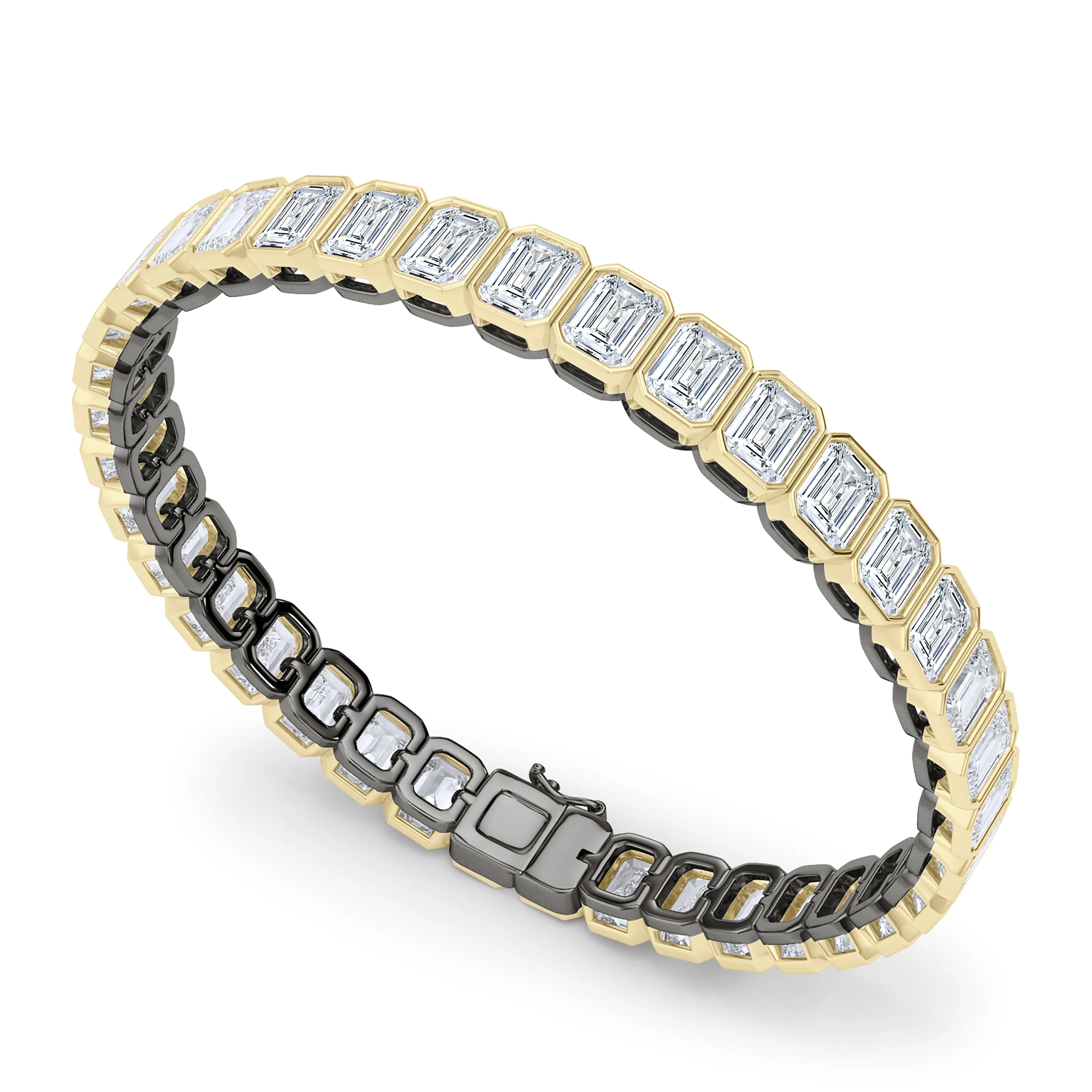 Mixed Metal Emerald Bezel Tennis Bracelet