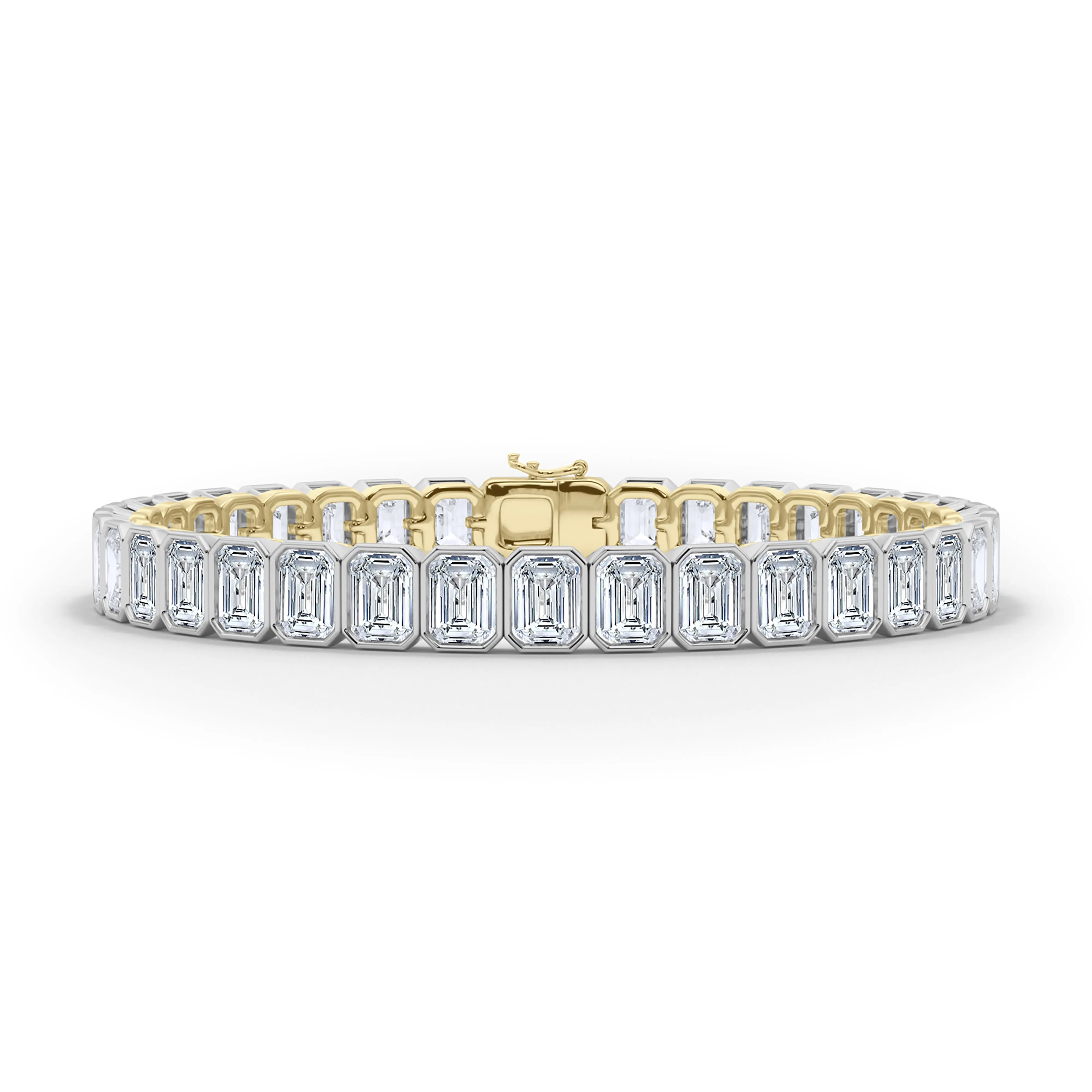 Mixed Metal Emerald Bezel Tennis Bracelet