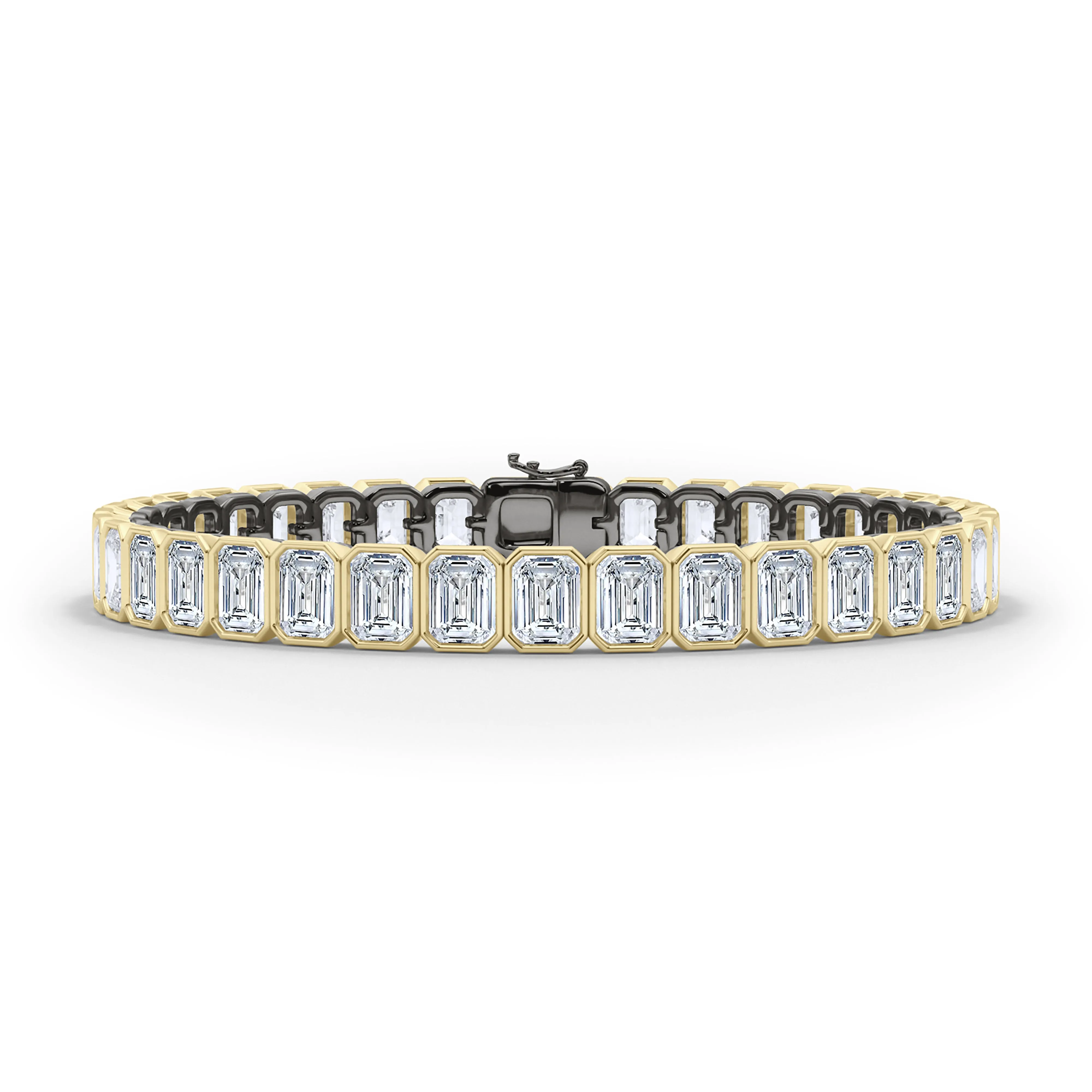Mixed Metal Emerald Bezel Tennis Bracelet