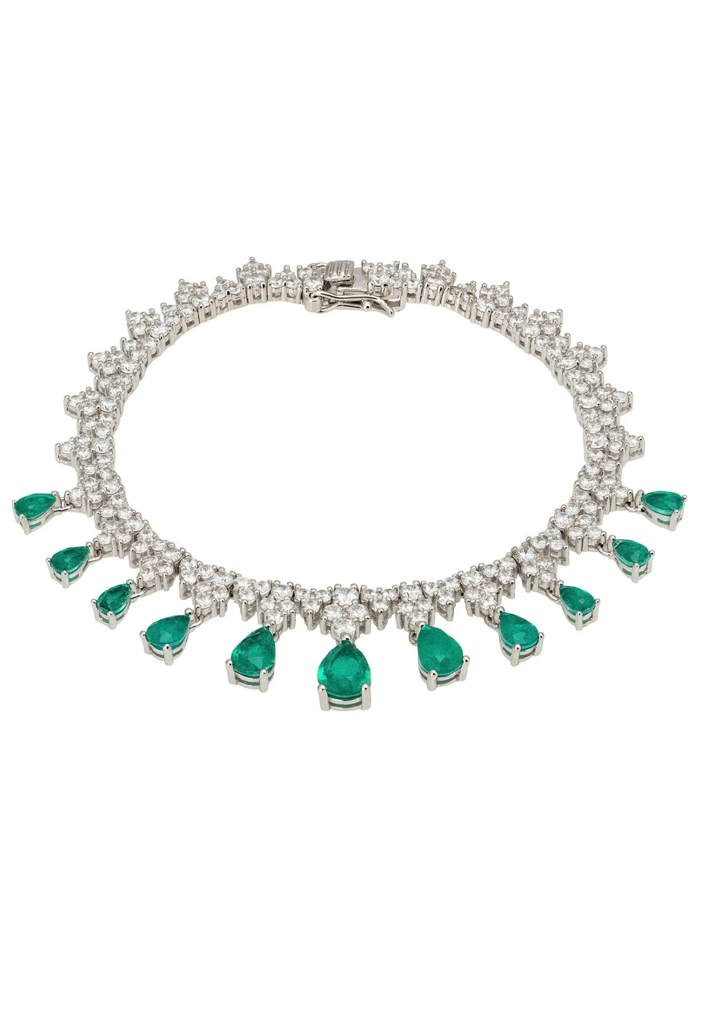 Monroe Gemstone Tennis Bracelet Colombian Emerald Silver
