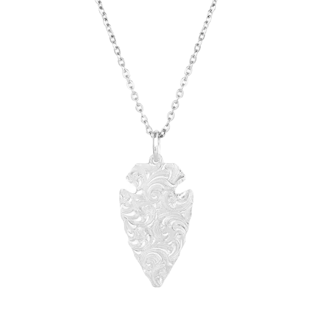 Montana Silversmiths Ladies Chiseled Arrowhead Silver Turquoise Necklace NC5393
